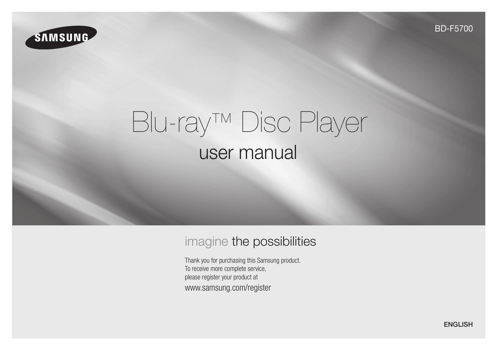 Samsung BD-F5700 Blu-ray Player User Manual