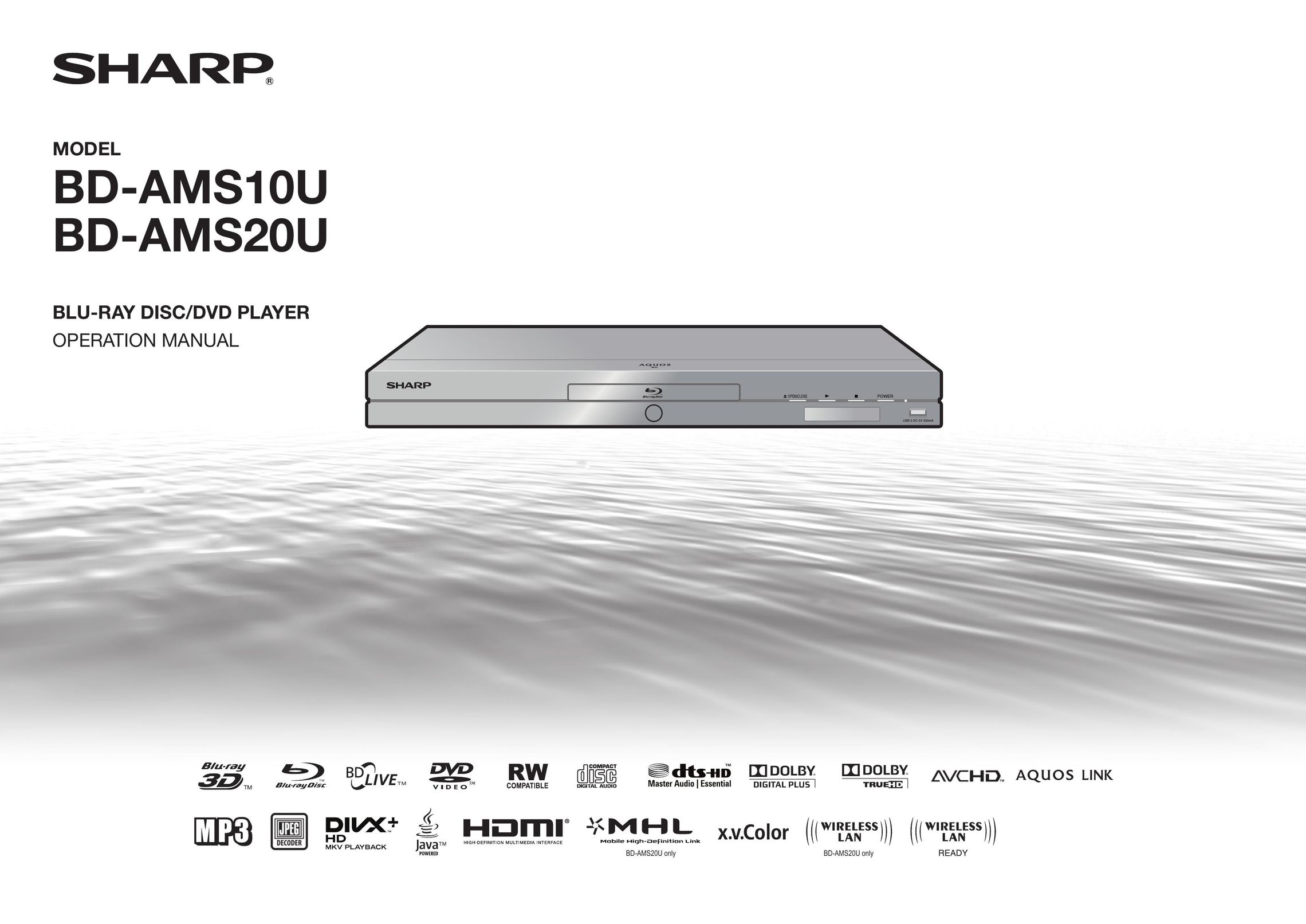 Sharp BD-AMS20U Blu-ray Player User Manual