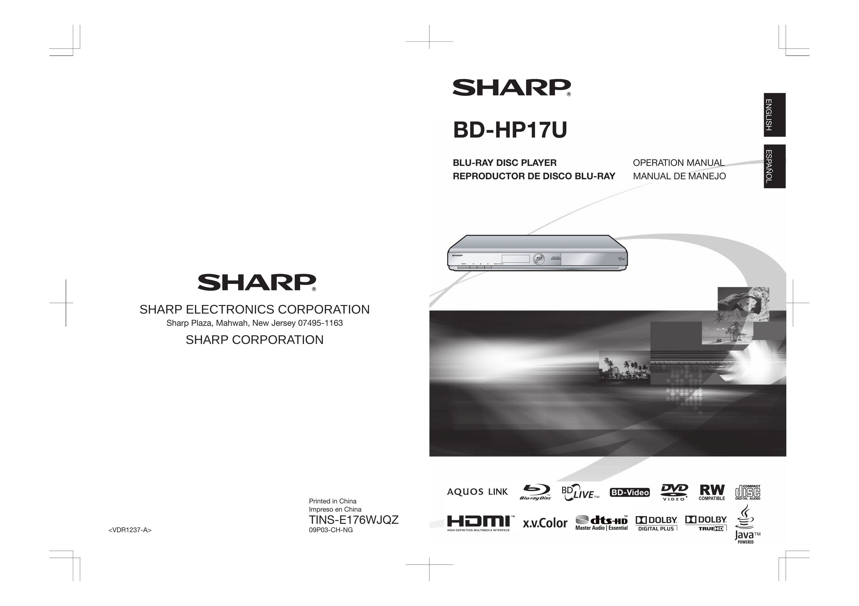 Sharp BD-HP17U Blu-ray Player User Manual