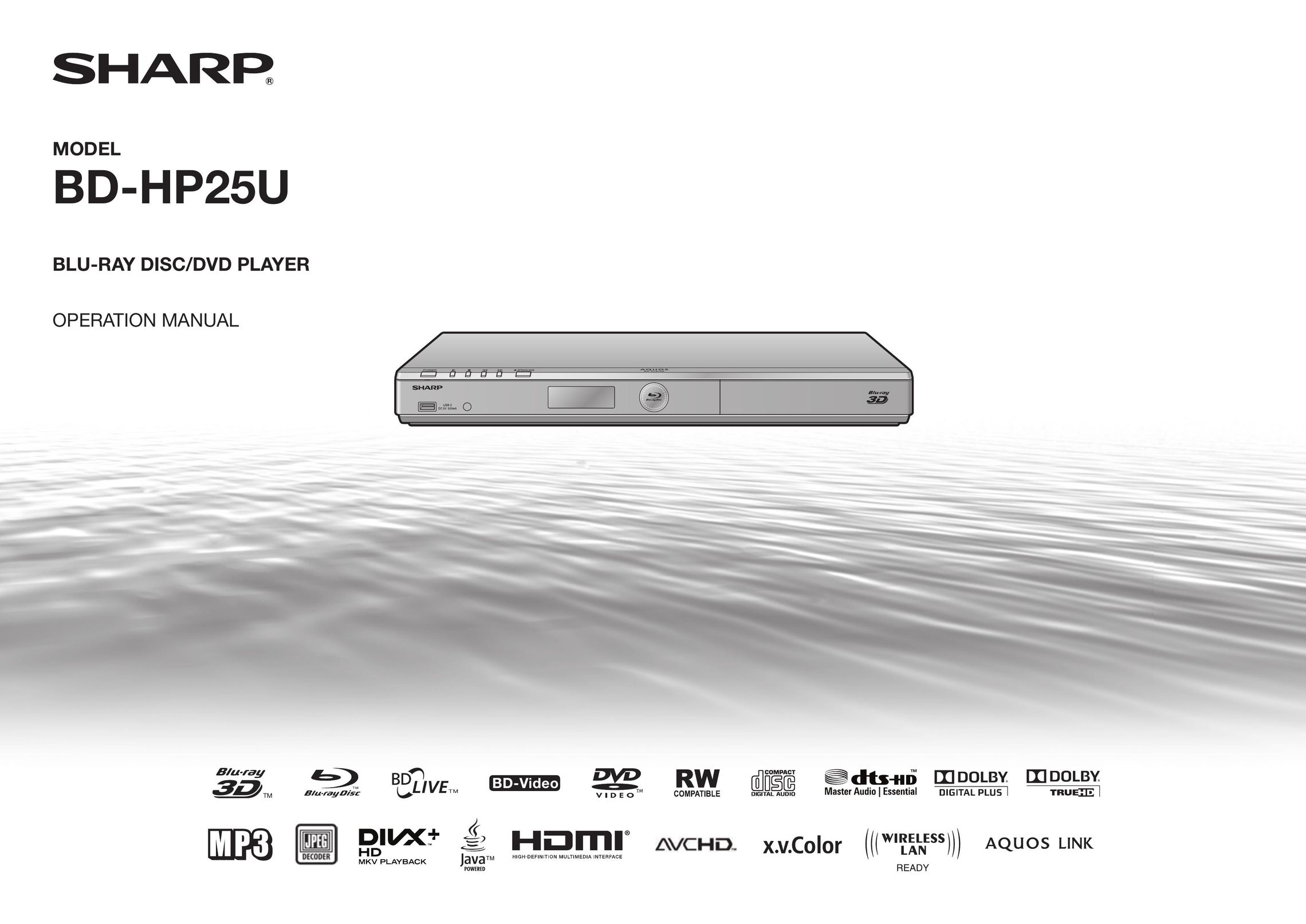Sharp BD-HP25U Blu-ray Player User Manual