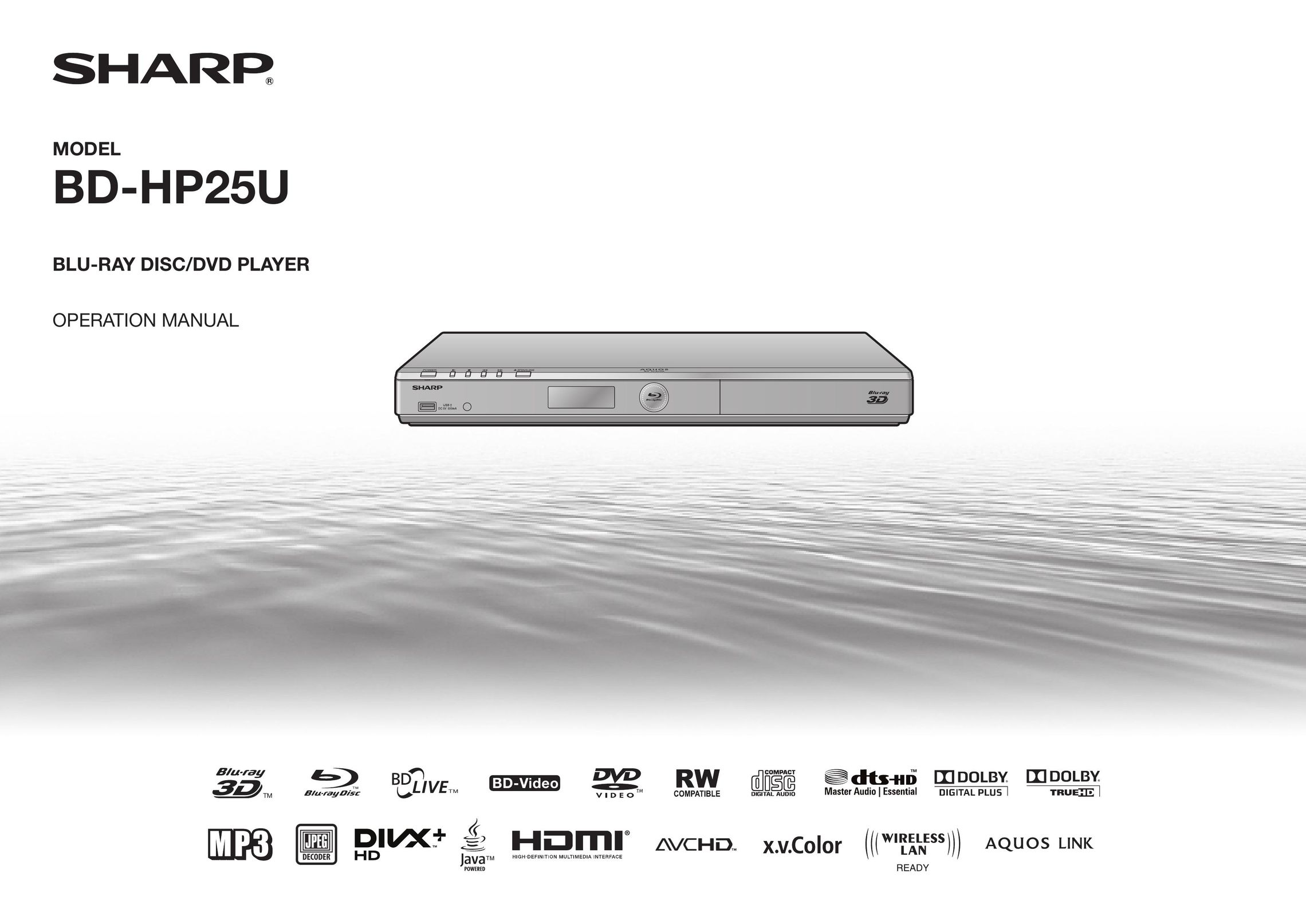 Sharp BD-HP25U Blu-ray Player User Manual