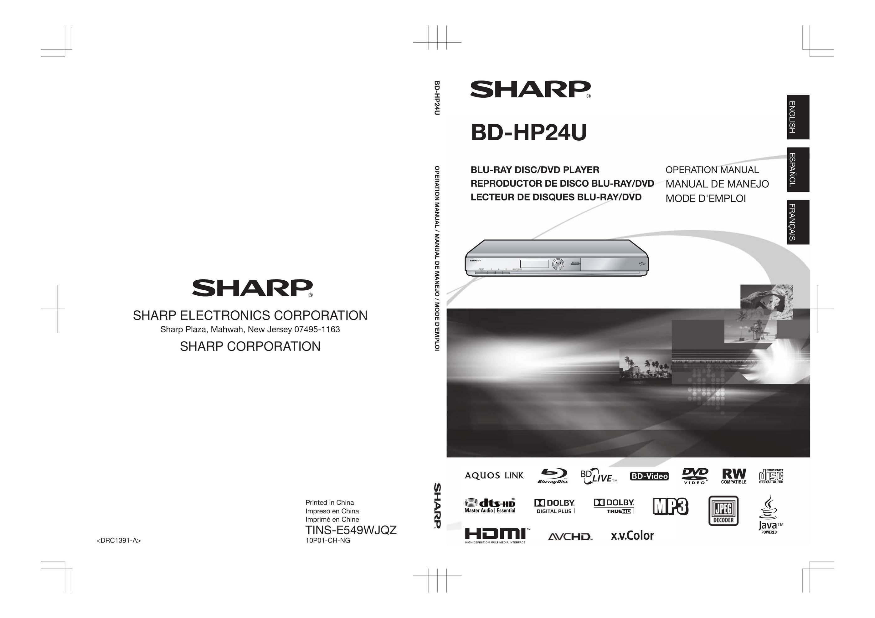 Sharp TINS-E549WJQZ Blu-ray Player User Manual
