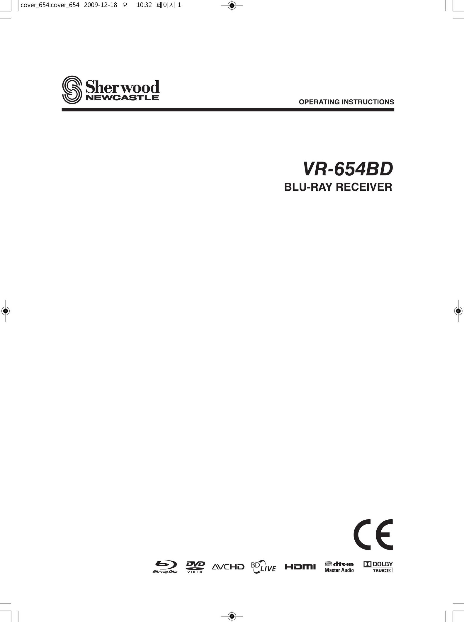 Sherwood VR-654BD Blu-ray Player User Manual