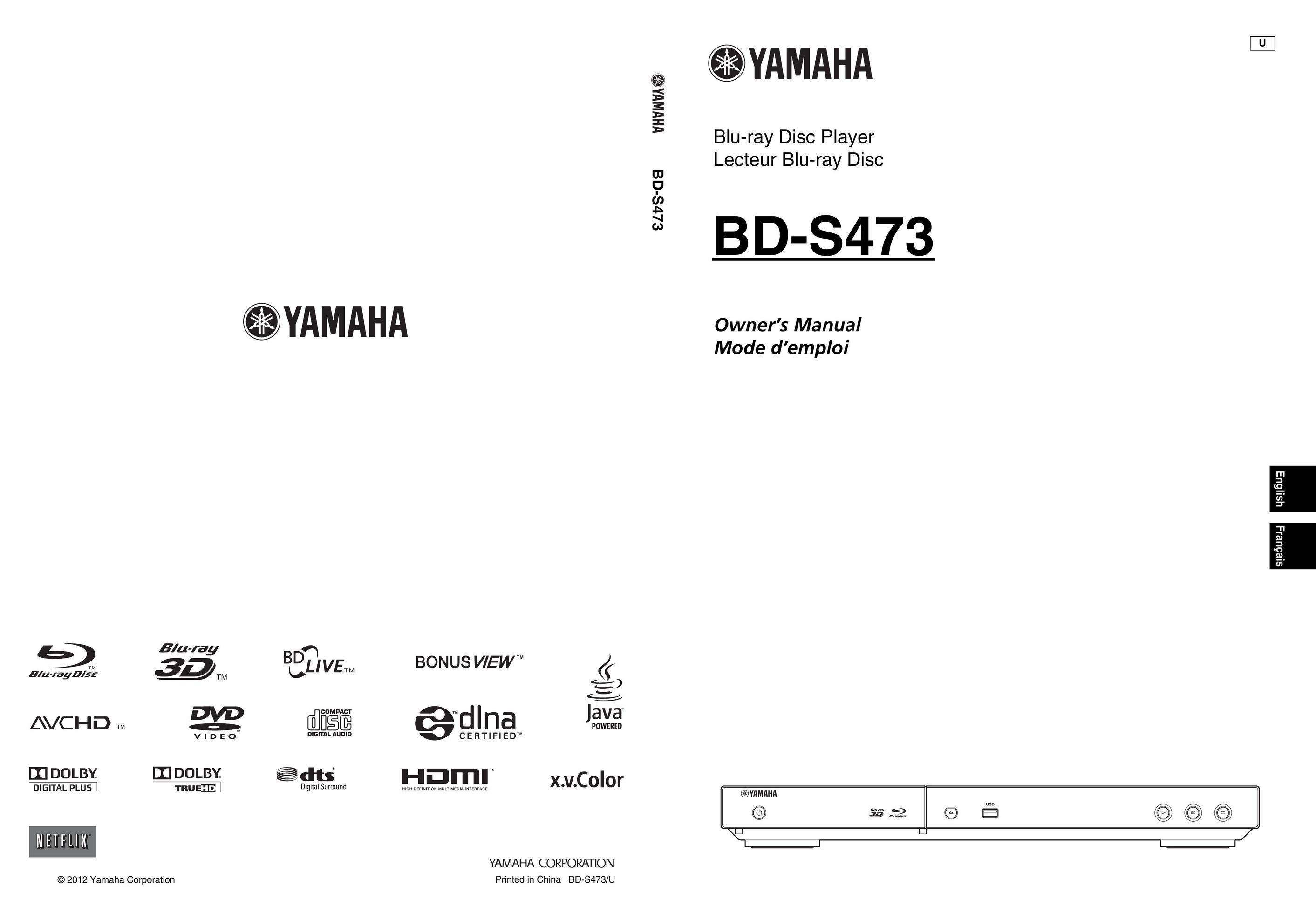 Yamaha BD-S473BL Blu-ray Player User Manual