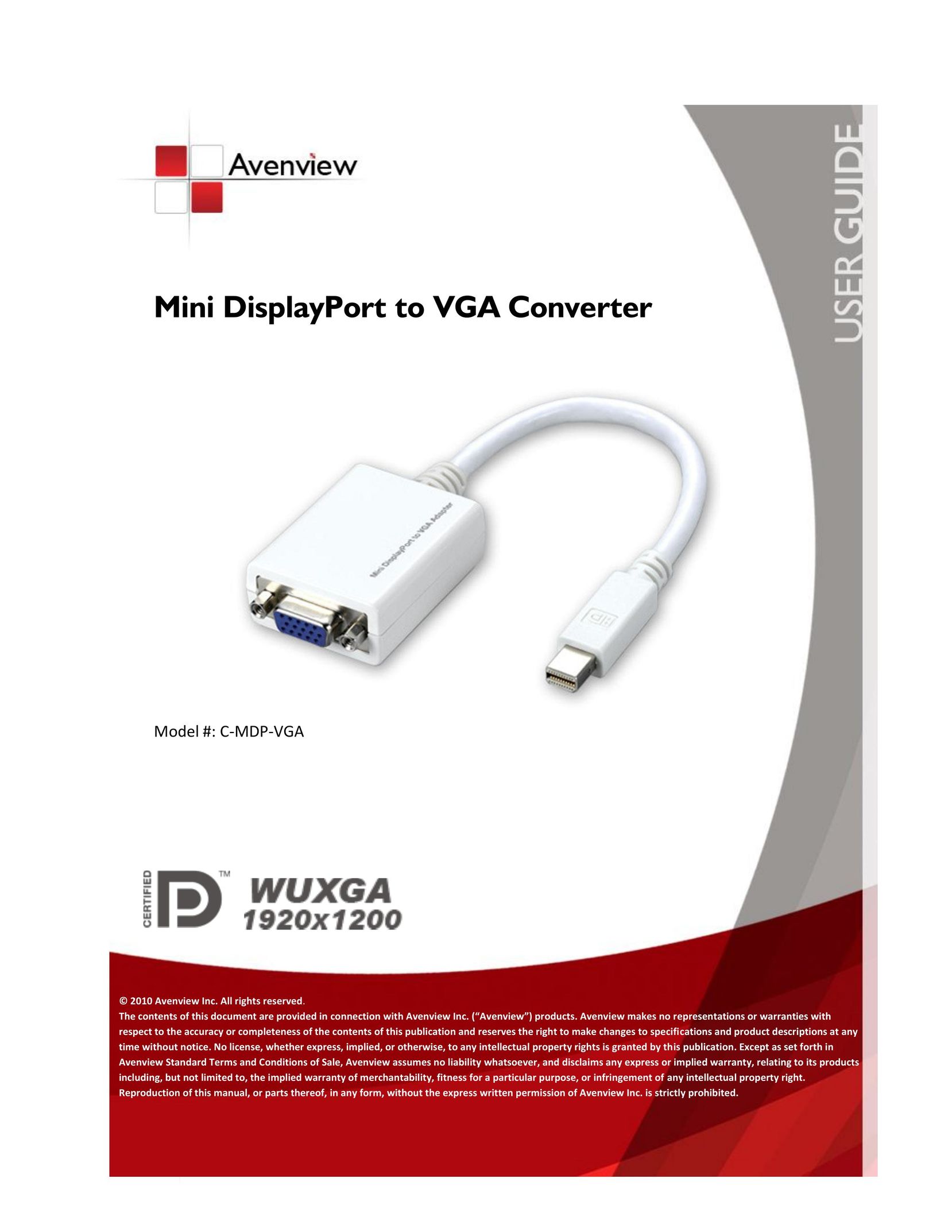 Avenview C-MDP-VGA Cable Box User Manual