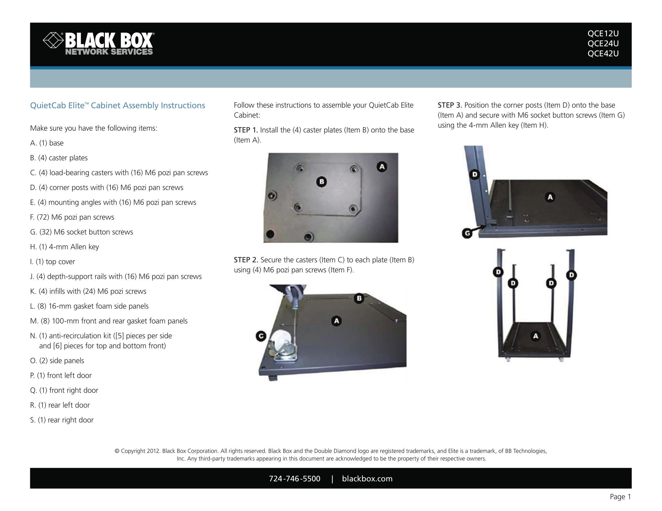 Black Box QCE12U Cable Box User Manual