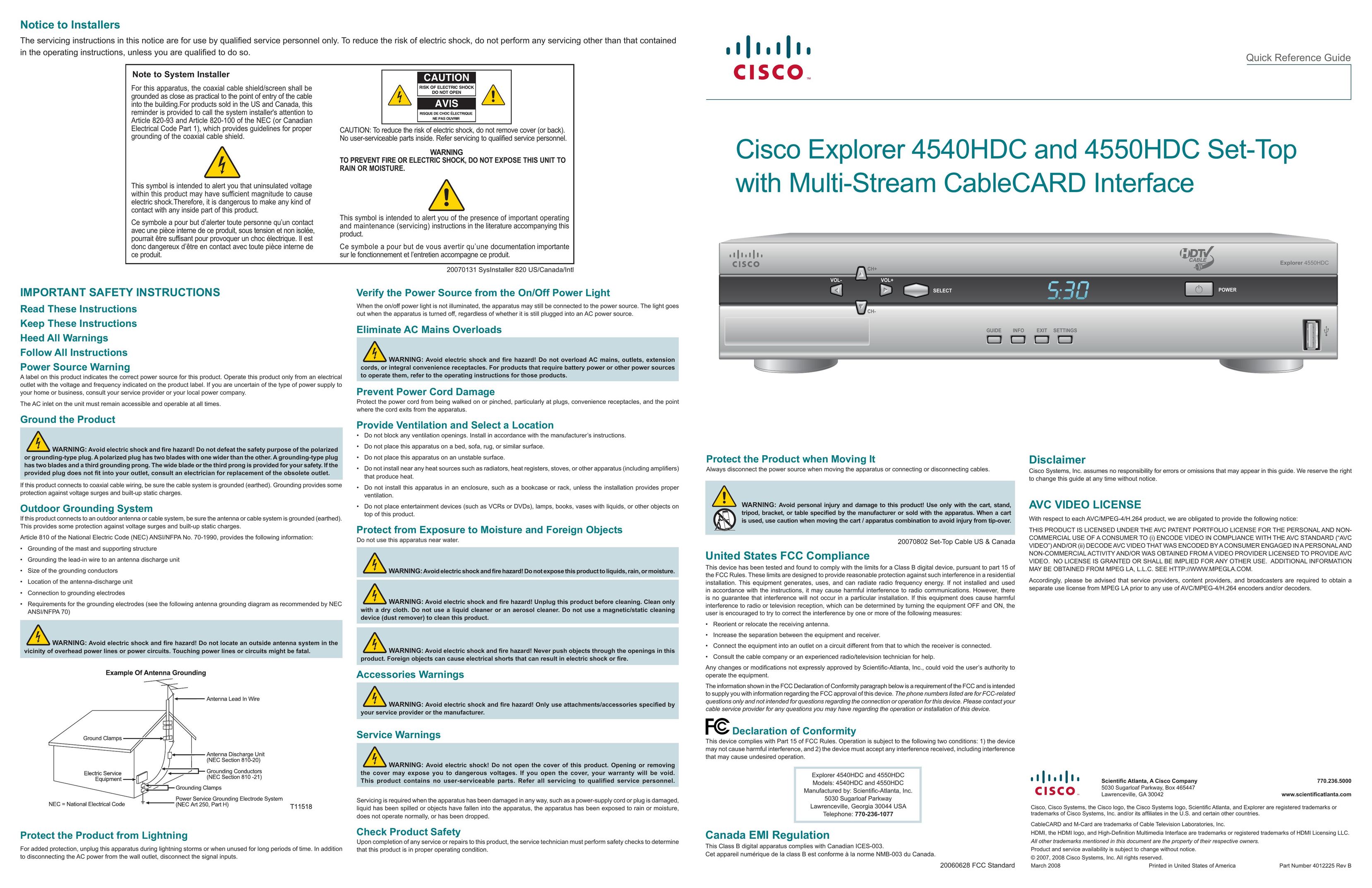 Cisco Systems 4540HDC Cable Box User Manual