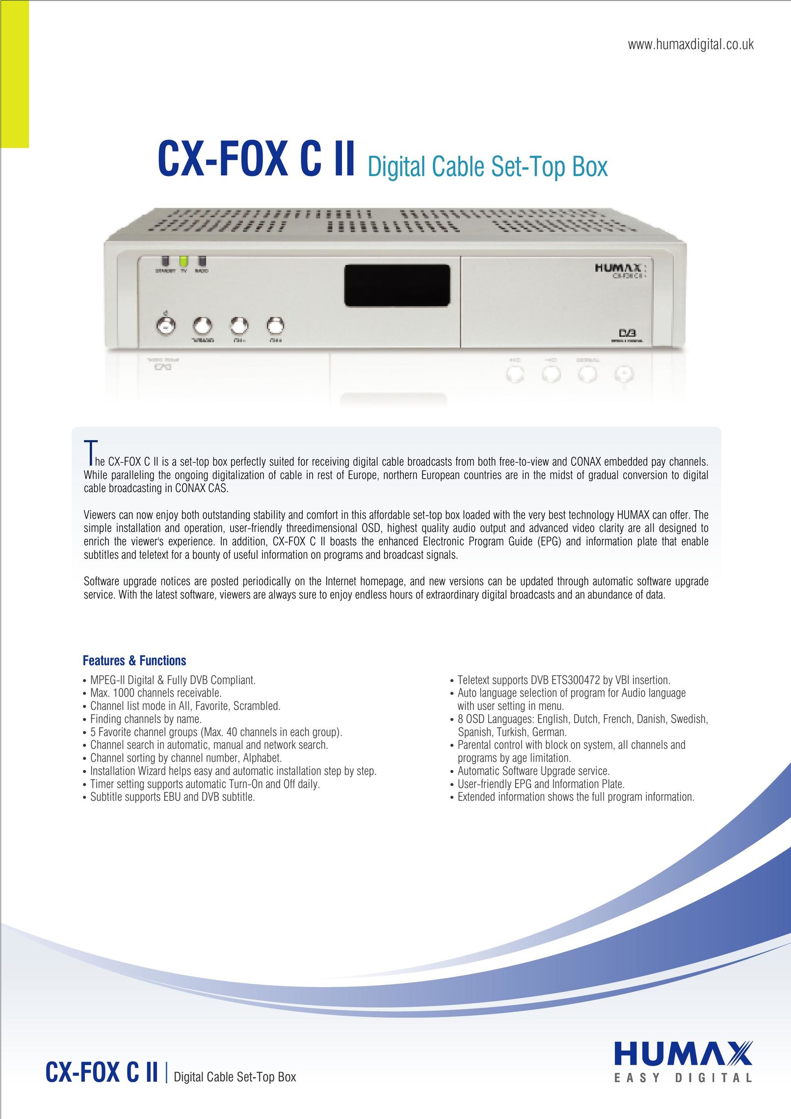 Humax CX-FOX C II Cable Box User Manual