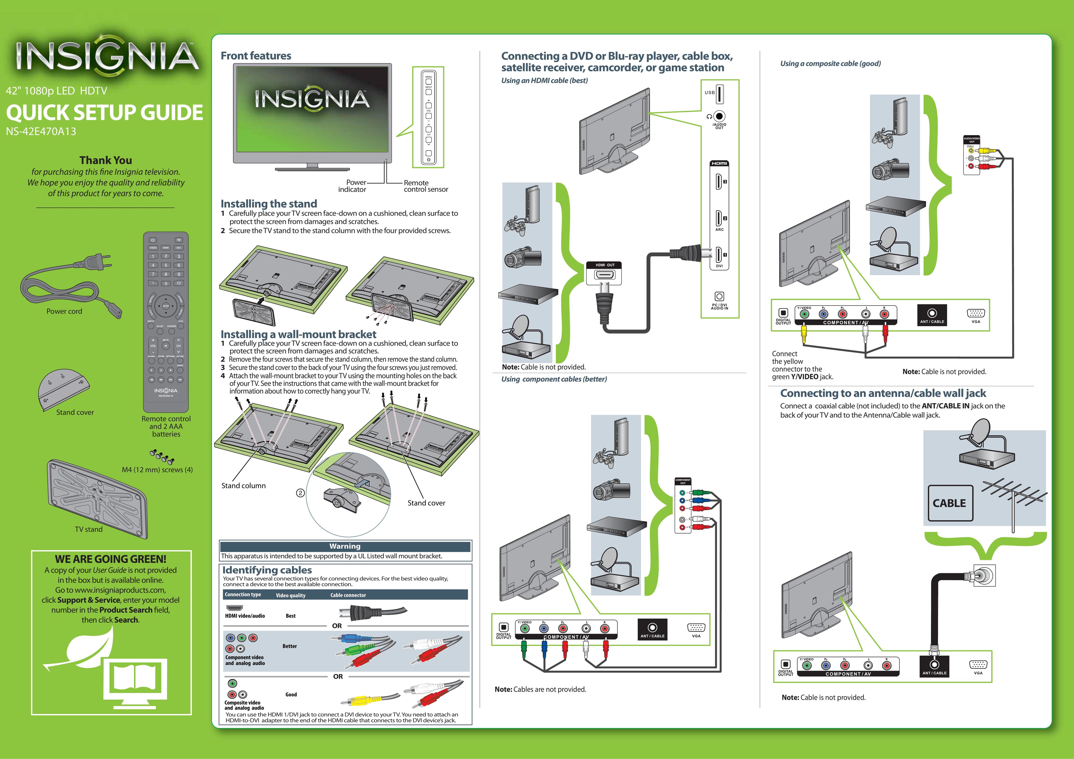 Insignia NS-42E470A13 Cable Box User Manual