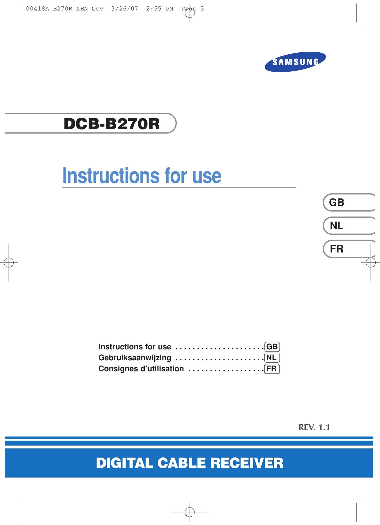 Samsung DCB-B270R Cable Box User Manual