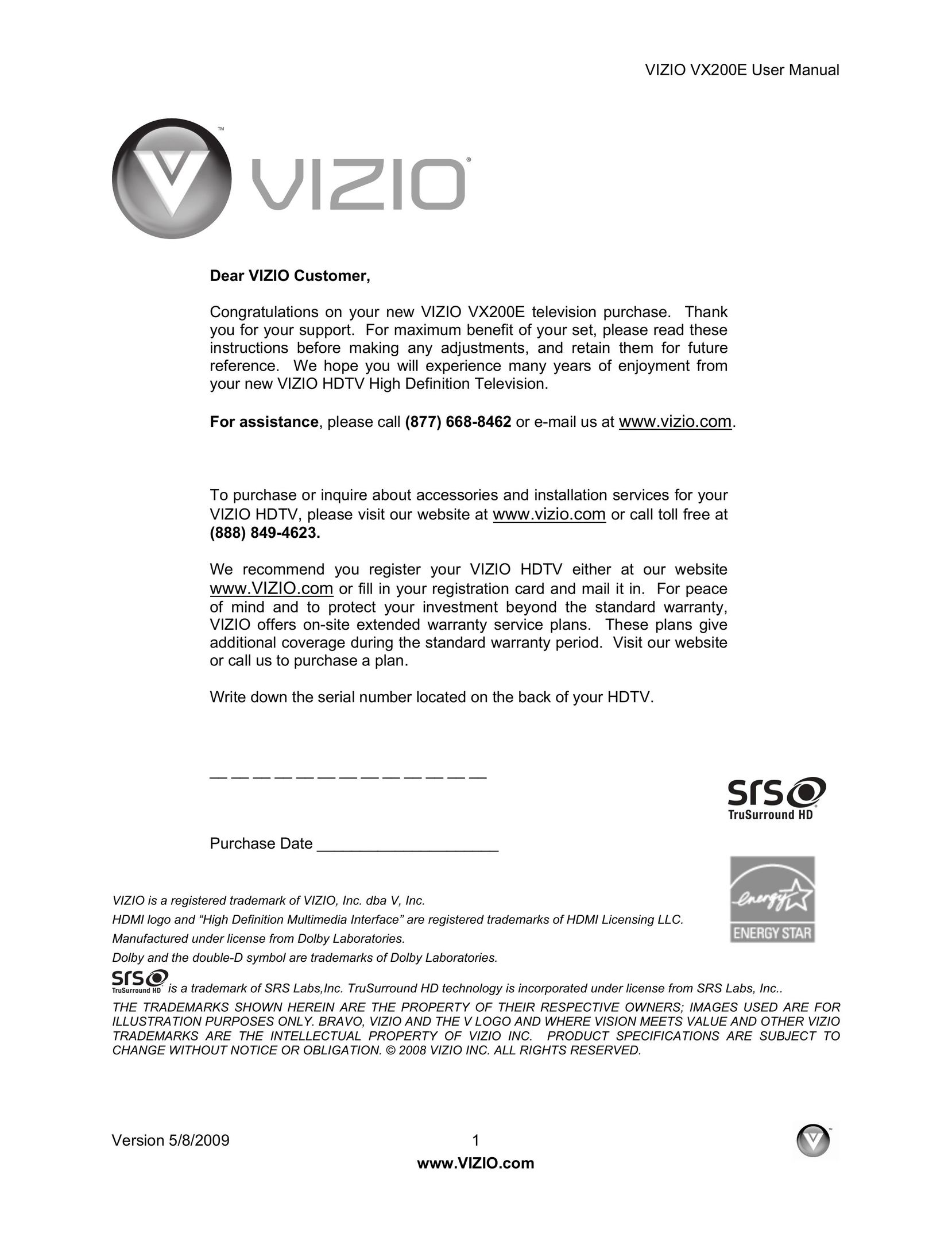Vizio VX200E Cable Box User Manual