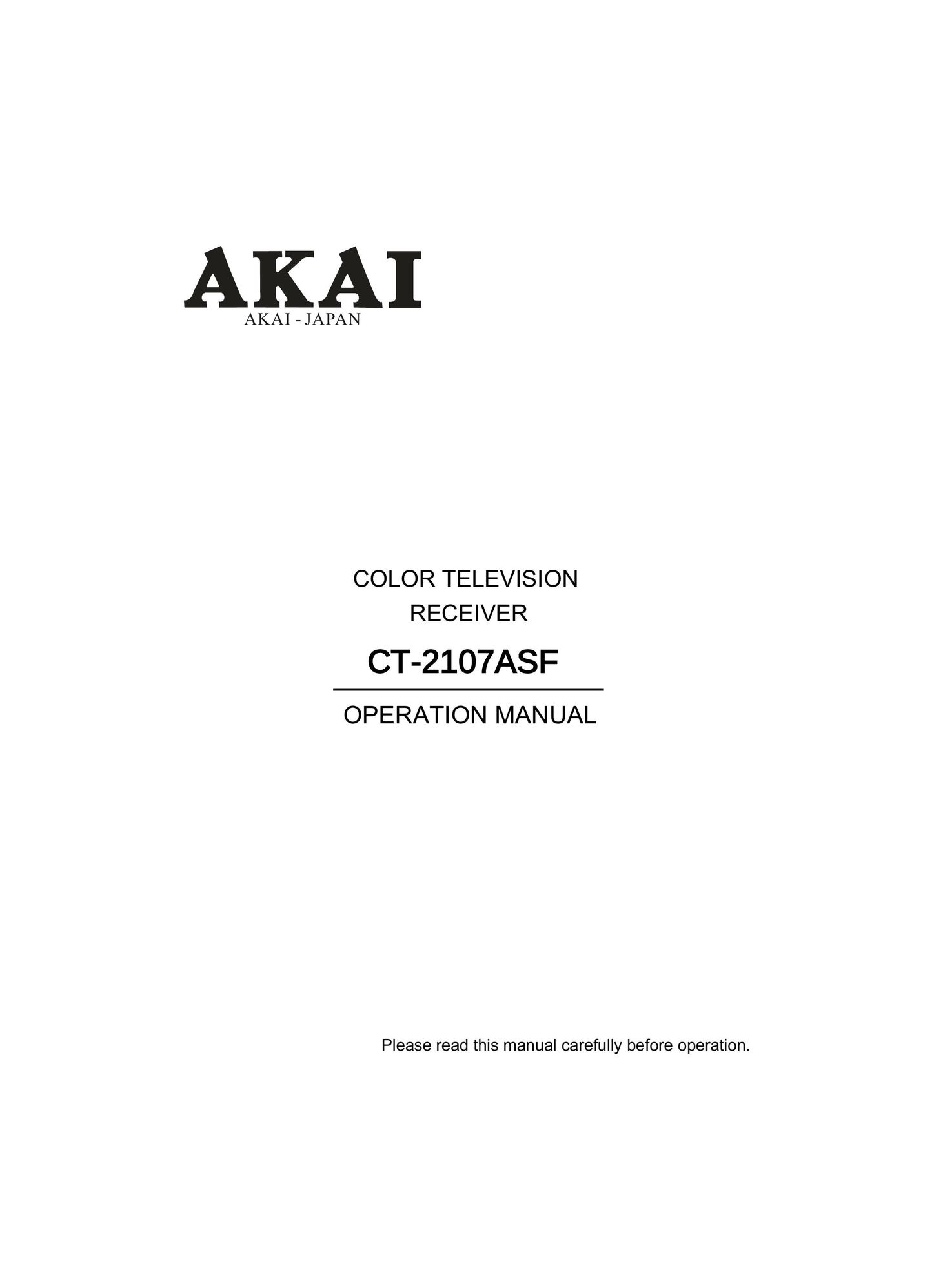 Akai CT-2107ASF CRT Television User Manual