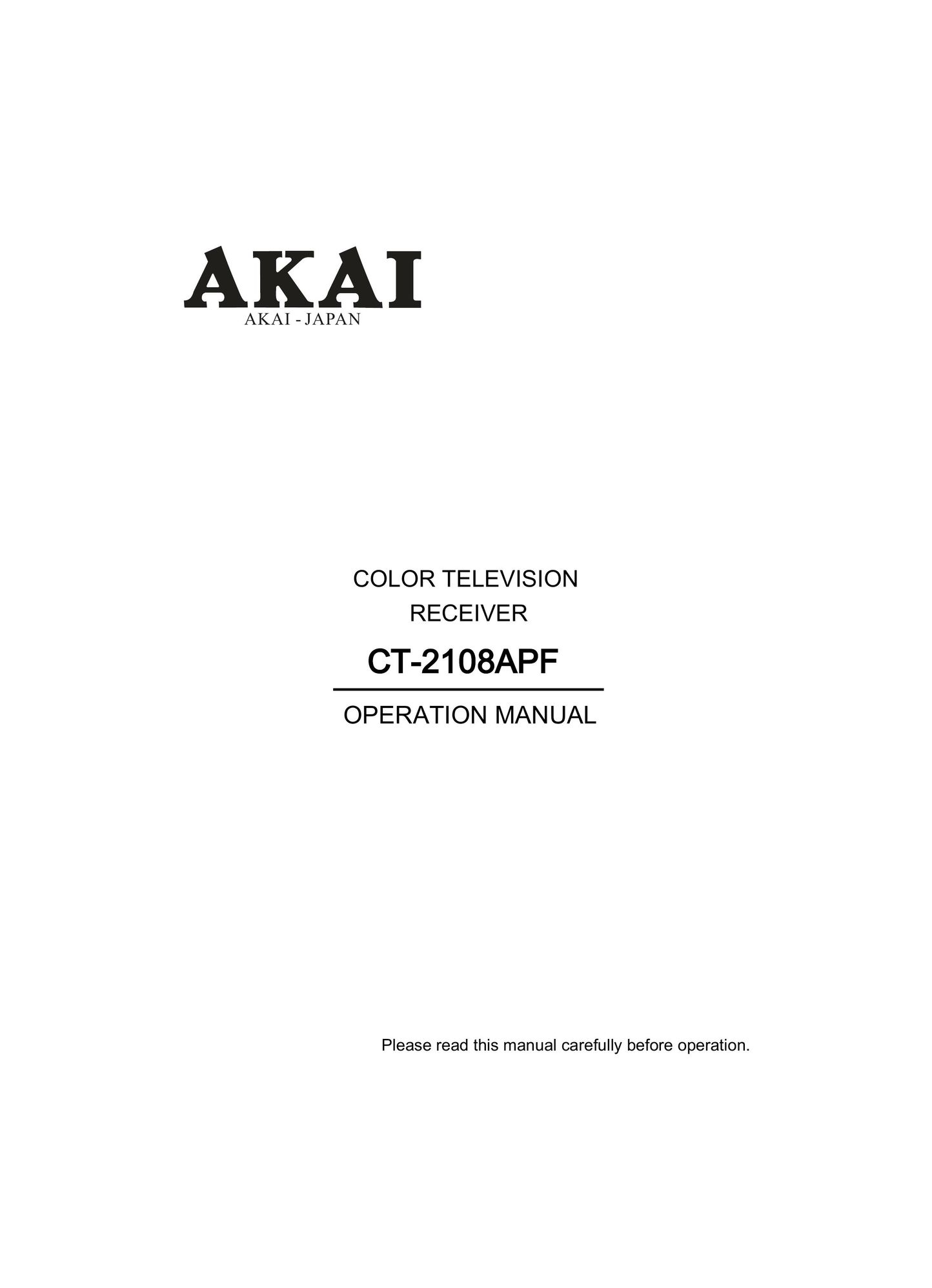 Akai CT-2108APF CRT Television User Manual
