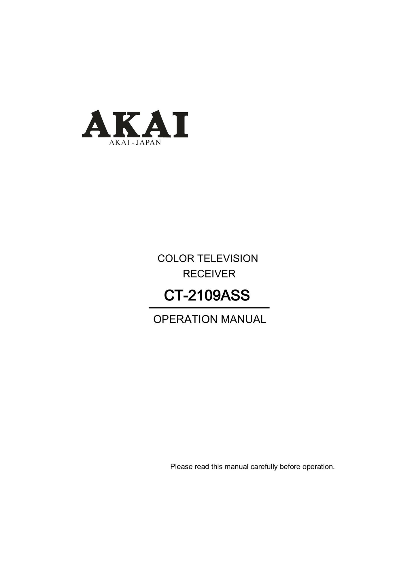 Akai CT-2109ASS CRT Television User Manual