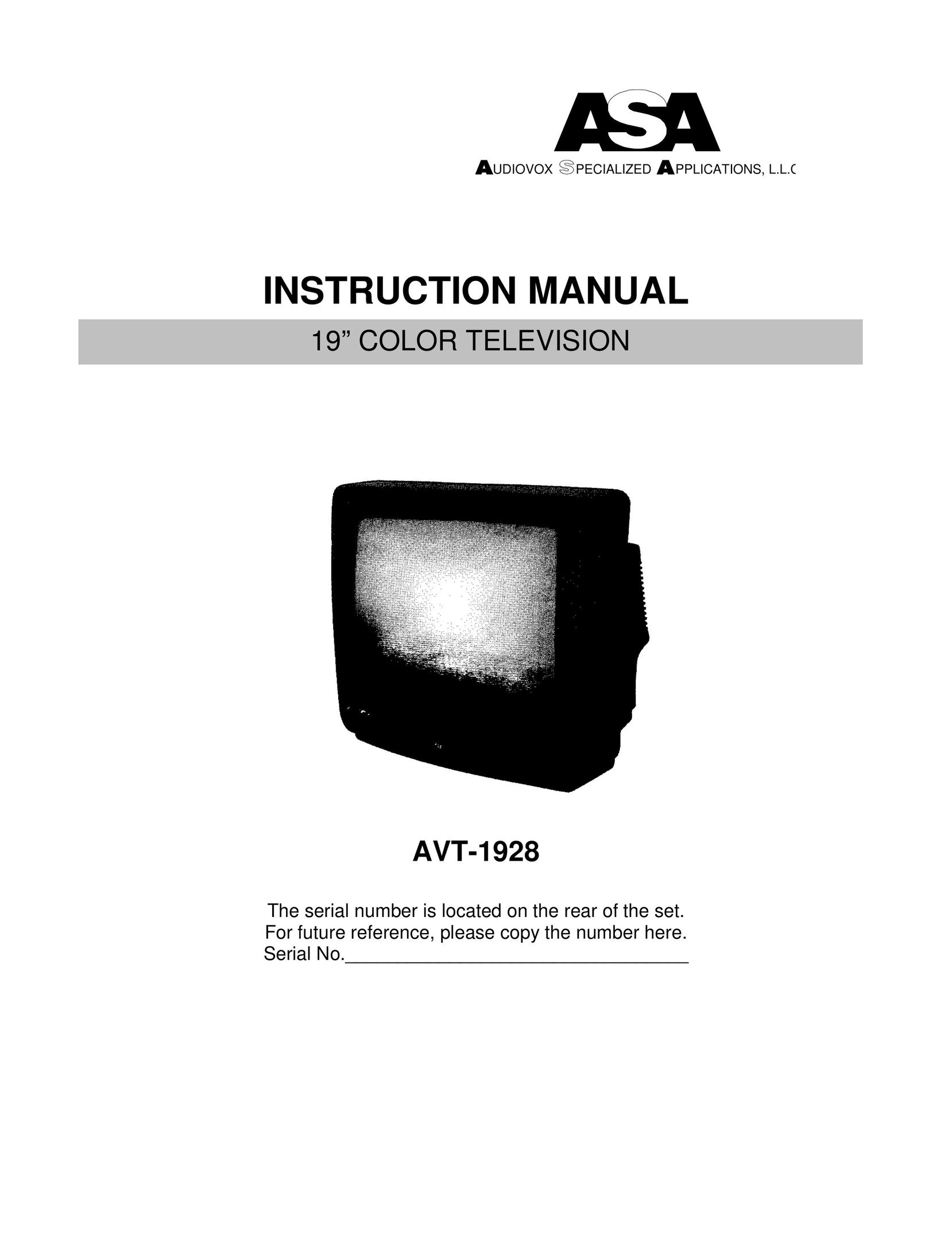 ASA Electronics AVT-1928 CRT Television User Manual