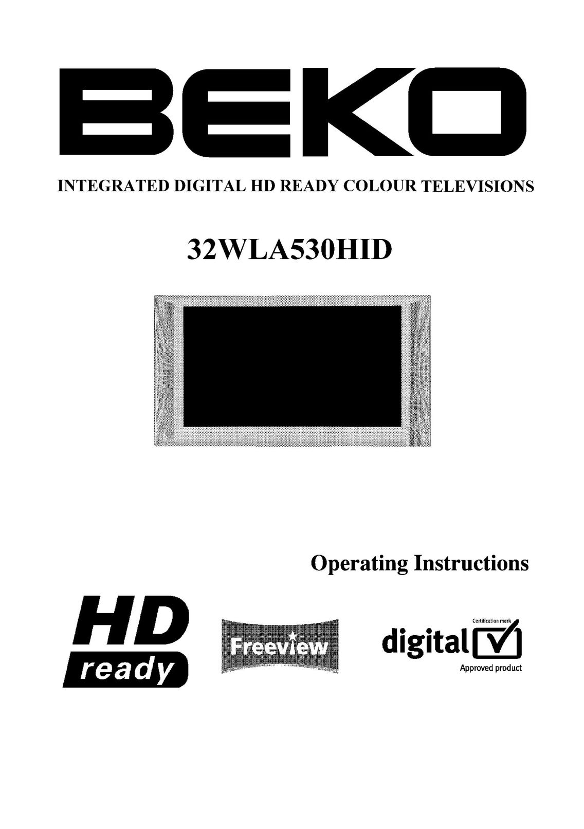 Beko 32WLA530HID CRT Television User Manual