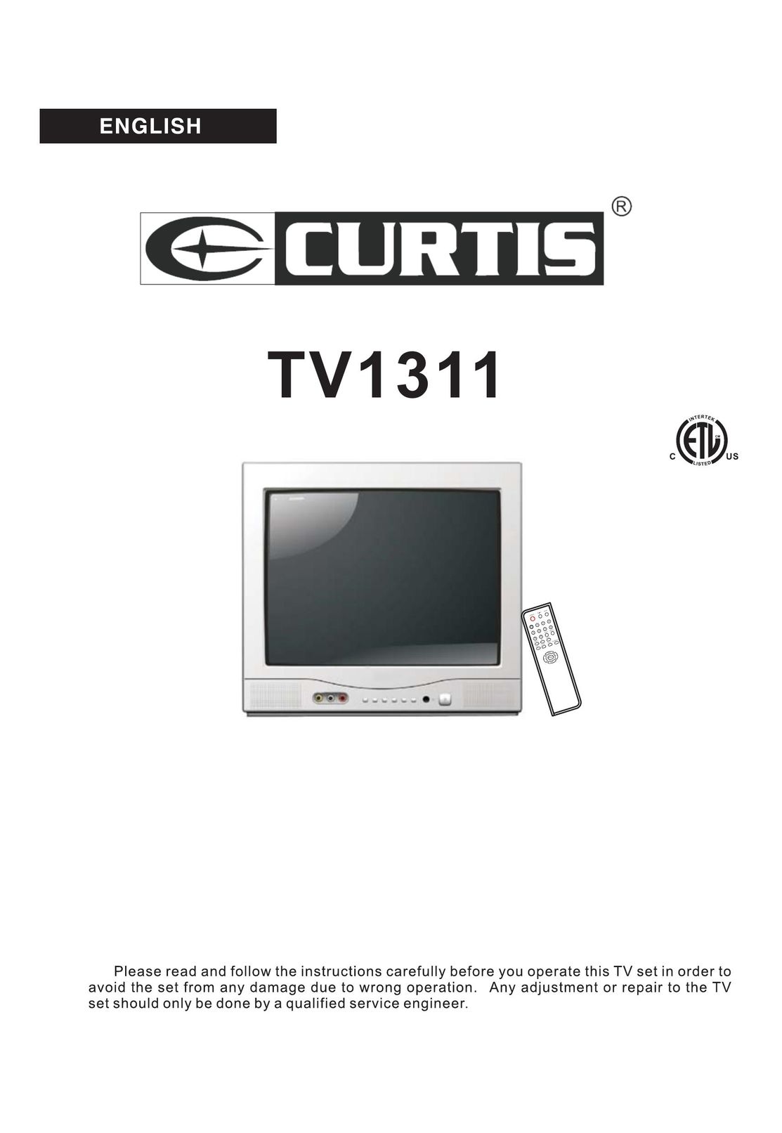 Curtis TV1311 CRT Television User Manual