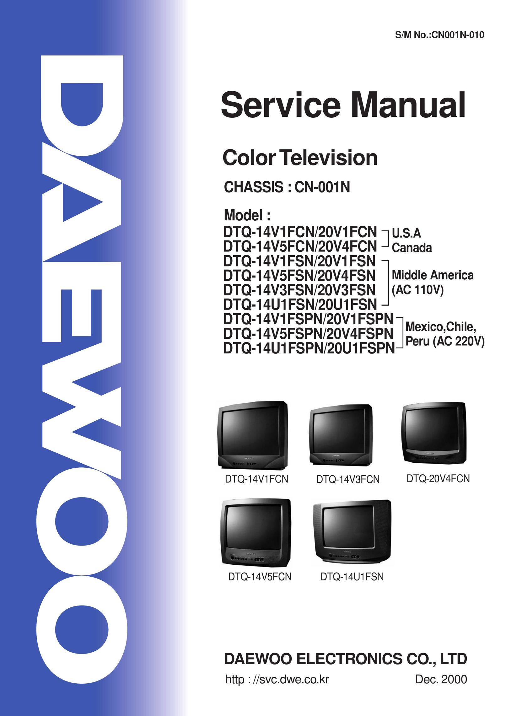 Daewoo 20U1FSN DTQ-14V1FSPN CRT Television User Manual