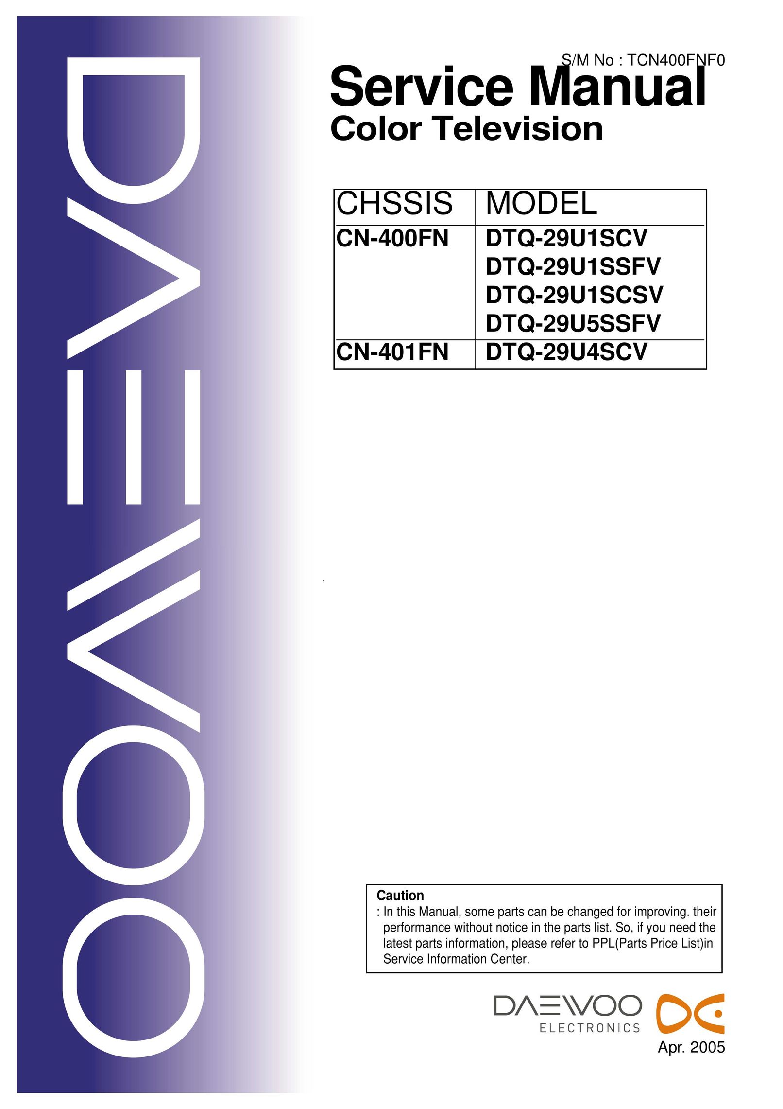 Daewoo CN-401FN CRT Television User Manual