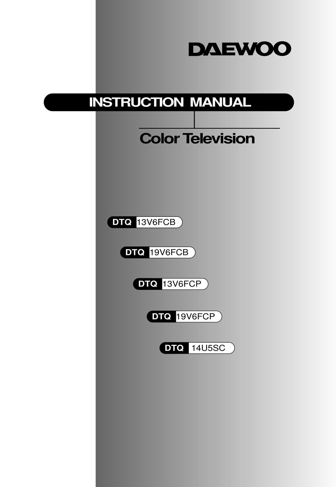 Daewoo DTQ 13V6FCB CRT Television User Manual