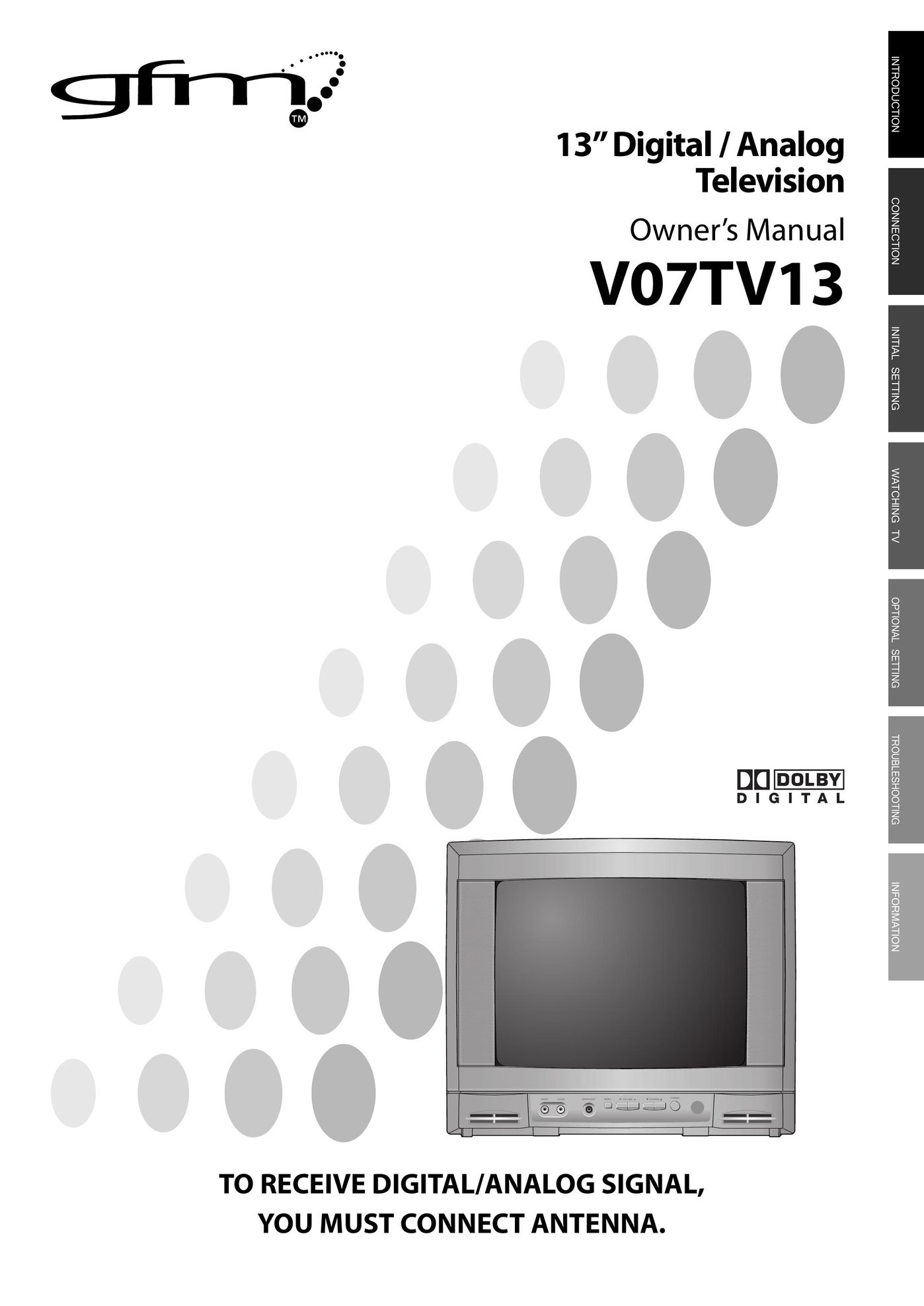 Dolby Laboratories V07TV13 CRT Television User Manual