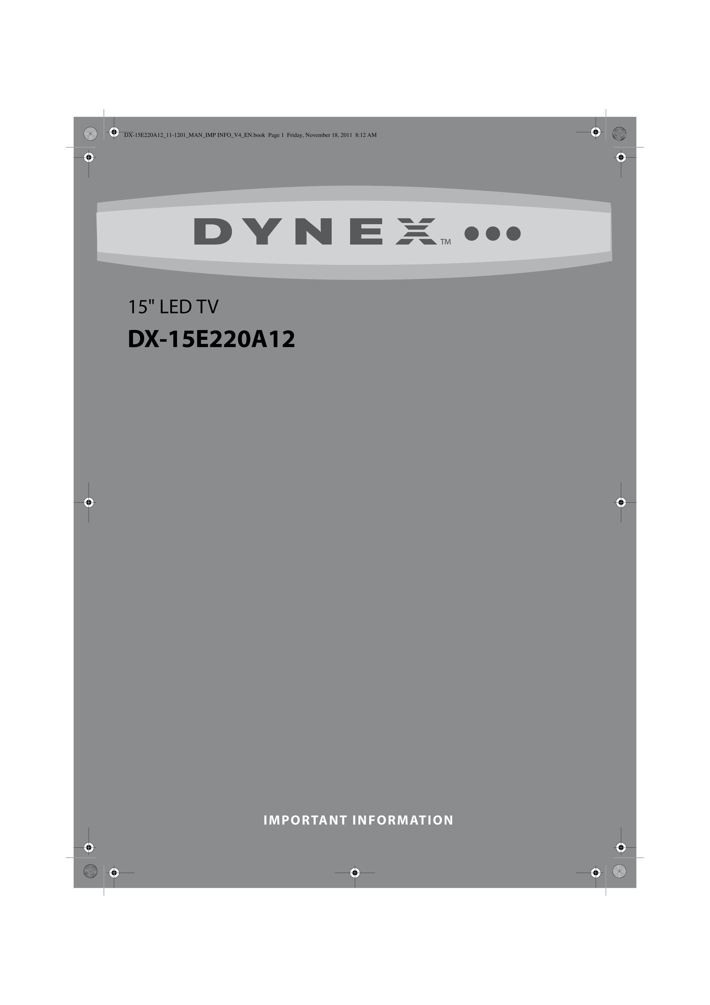 Dynex DX-15E220A12 CRT Television User Manual