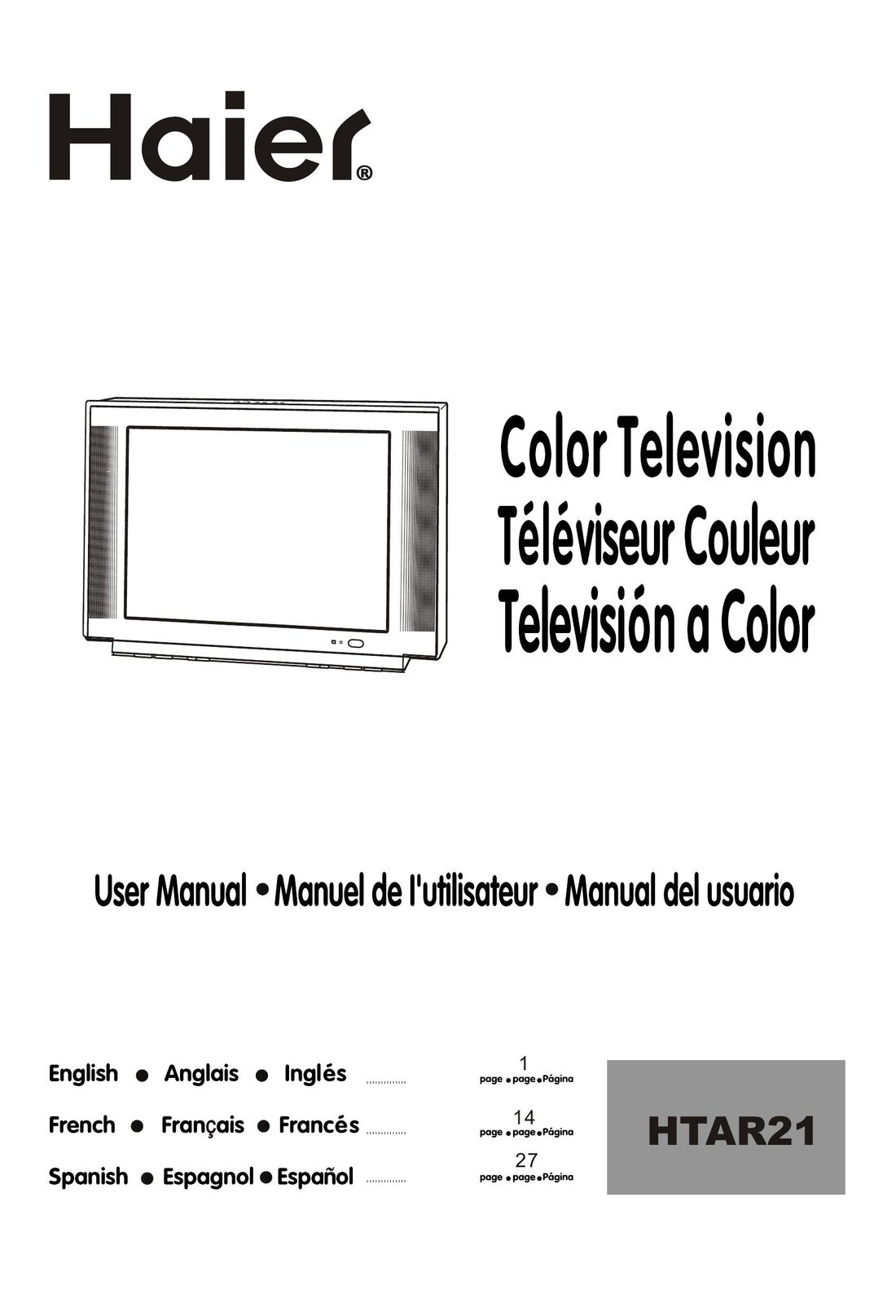 Haier HTAR21 CRT Television User Manual