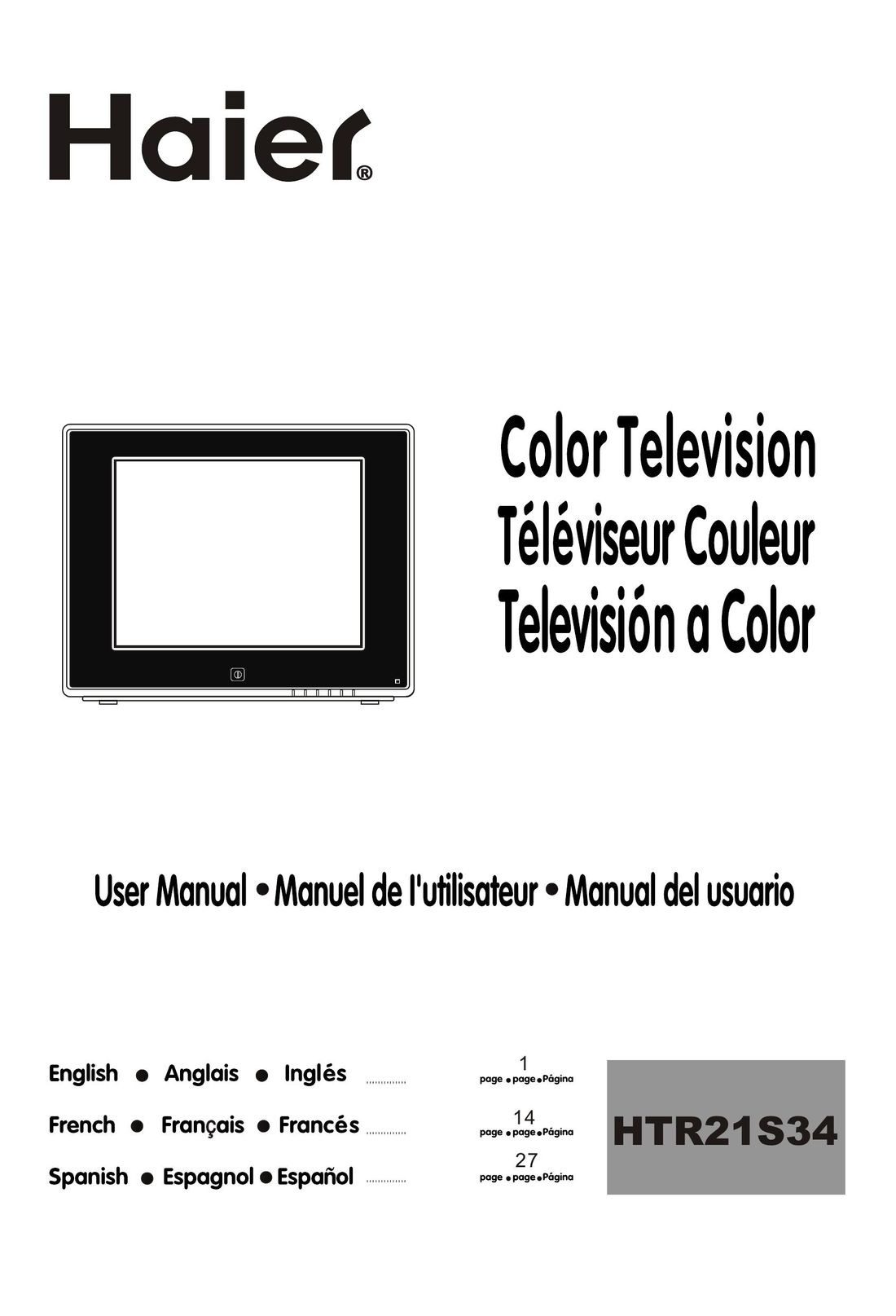 Haier HTR21S34 CRT Television User Manual