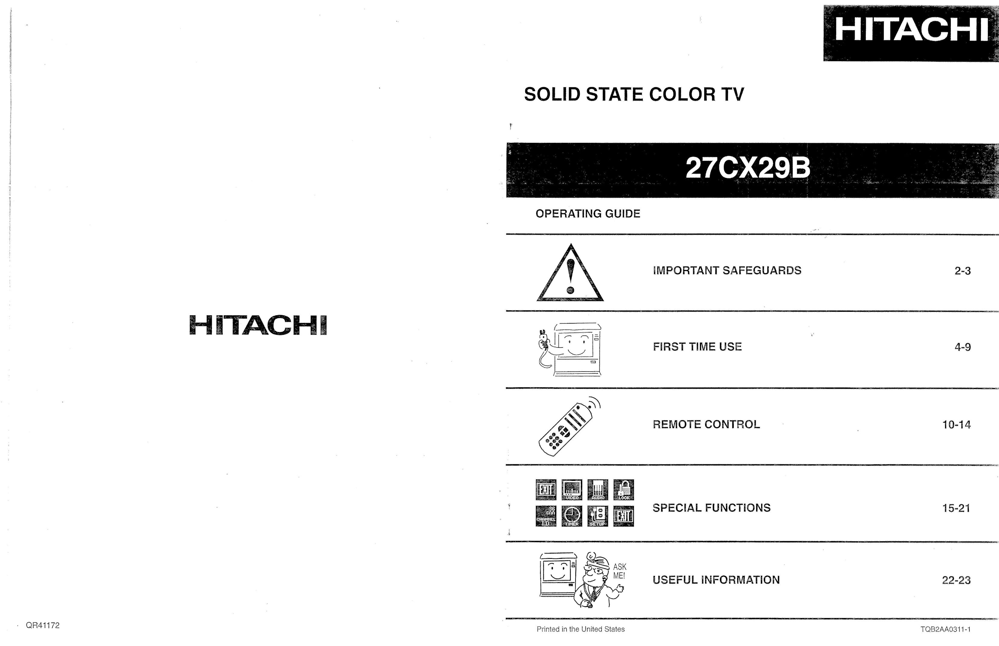 Hitachi 27CX29B CRT Television User Manual
