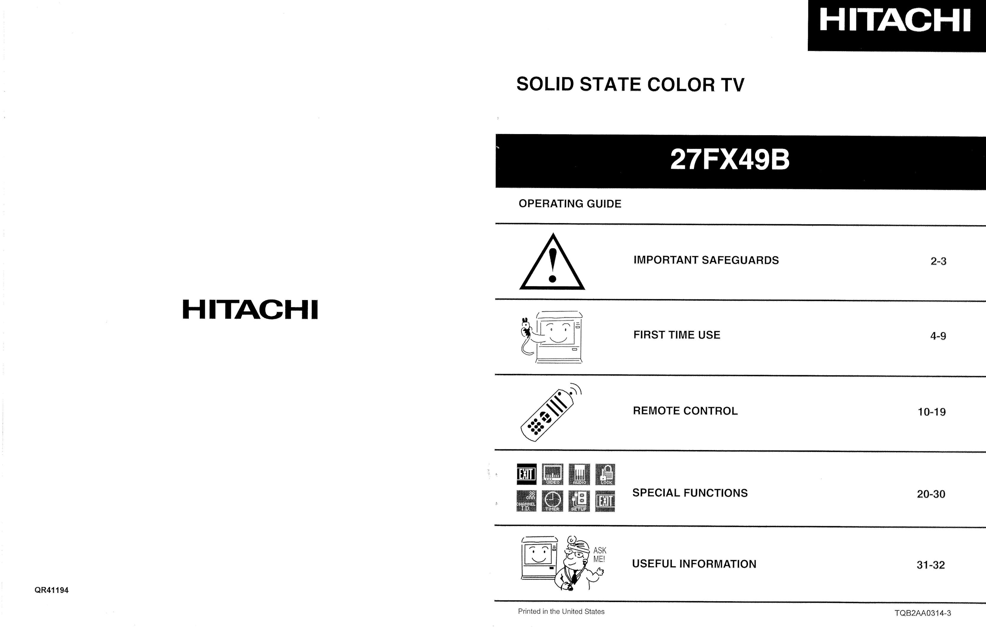 Hitachi 27FX49B CRT Television User Manual