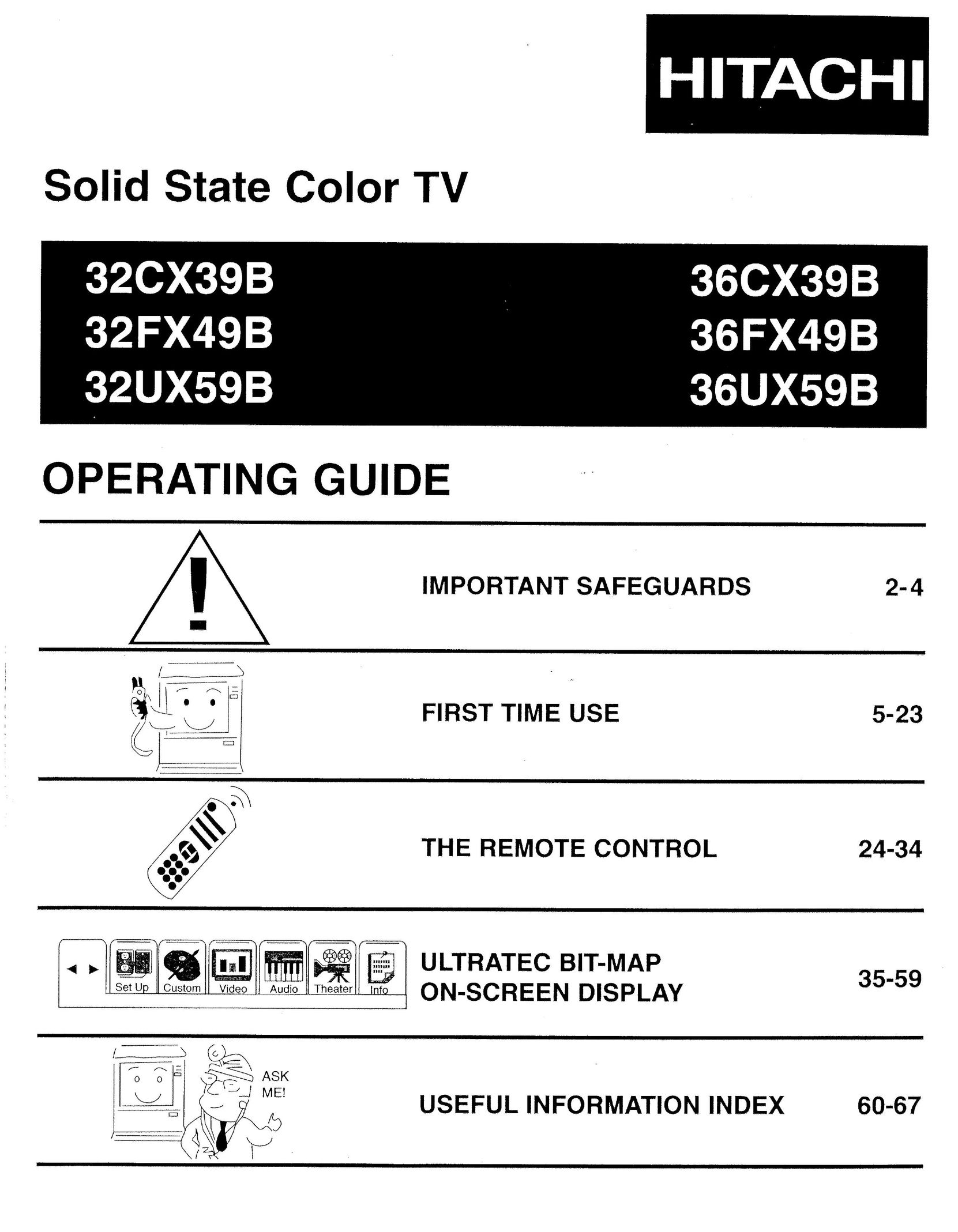 Hitachi 32UX59B CRT Television User Manual