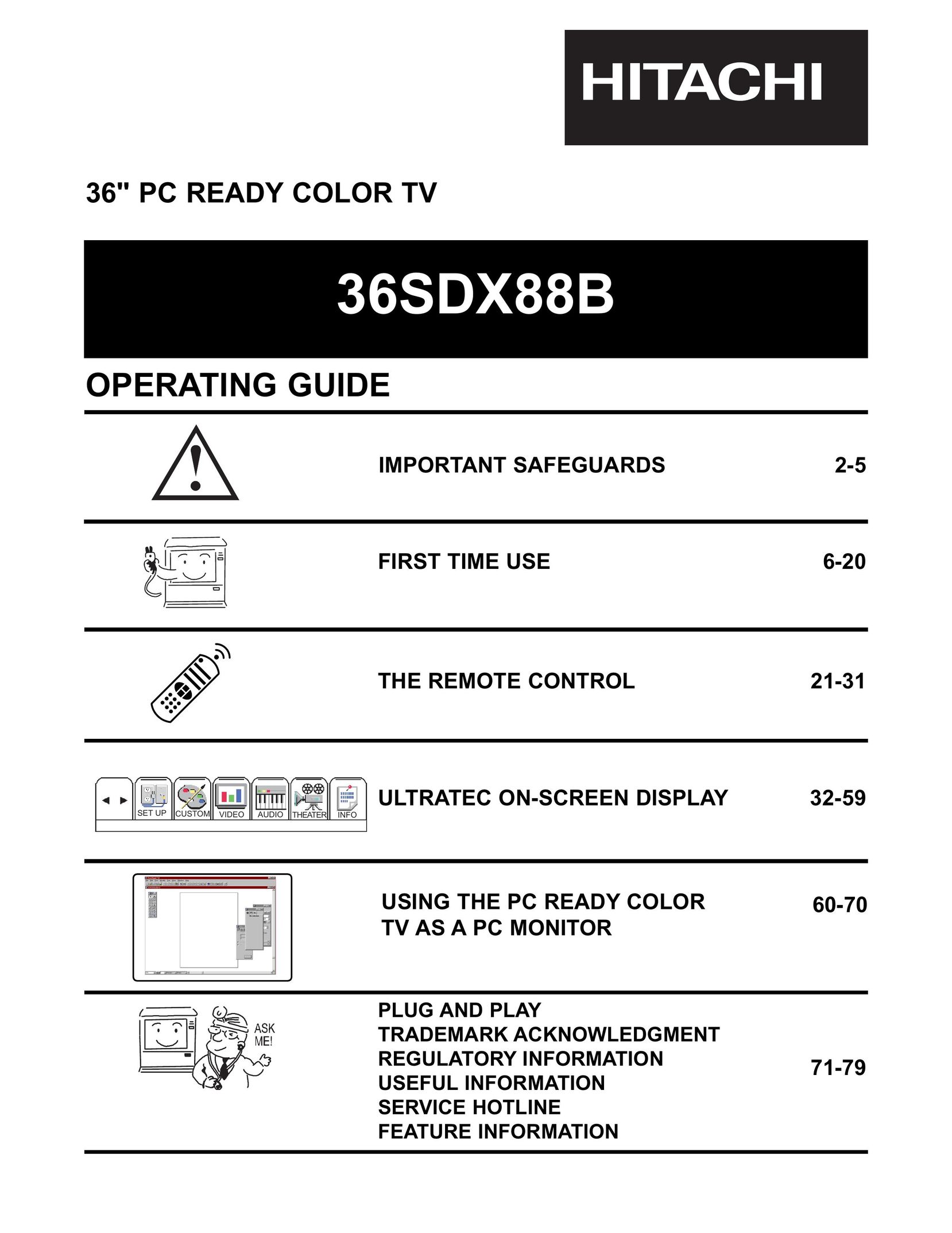 Hitachi 36SDX88B CRT Television User Manual