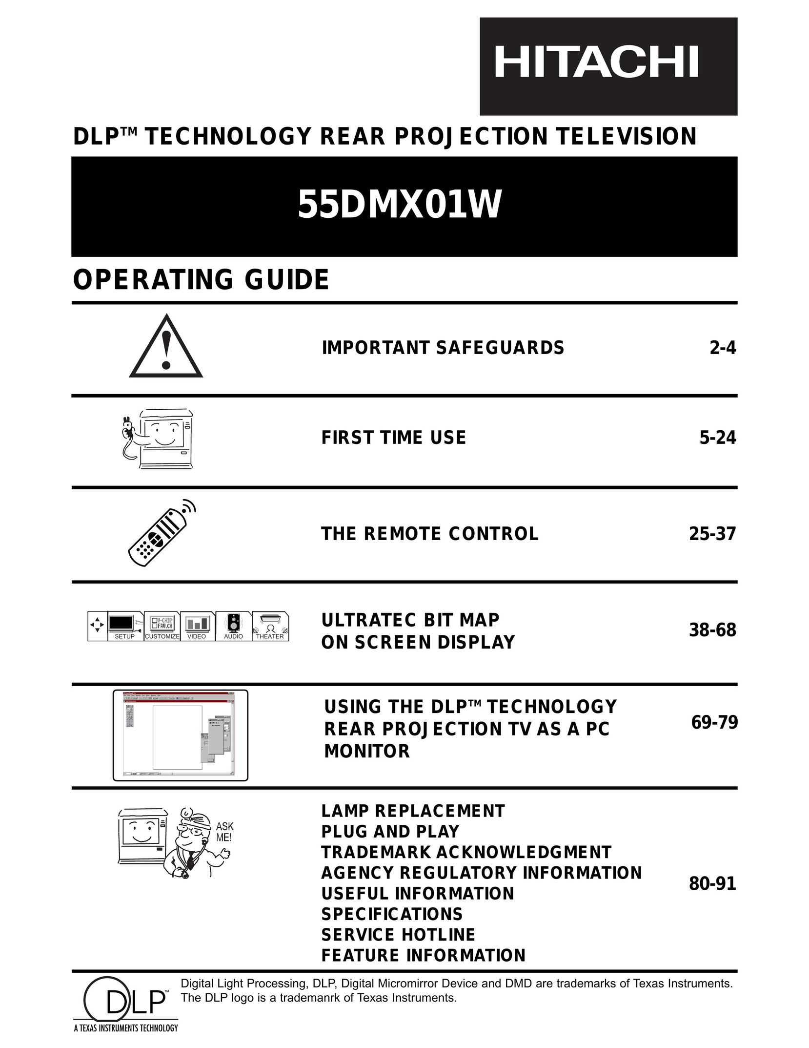 Hitachi 55DMX01W CRT Television User Manual