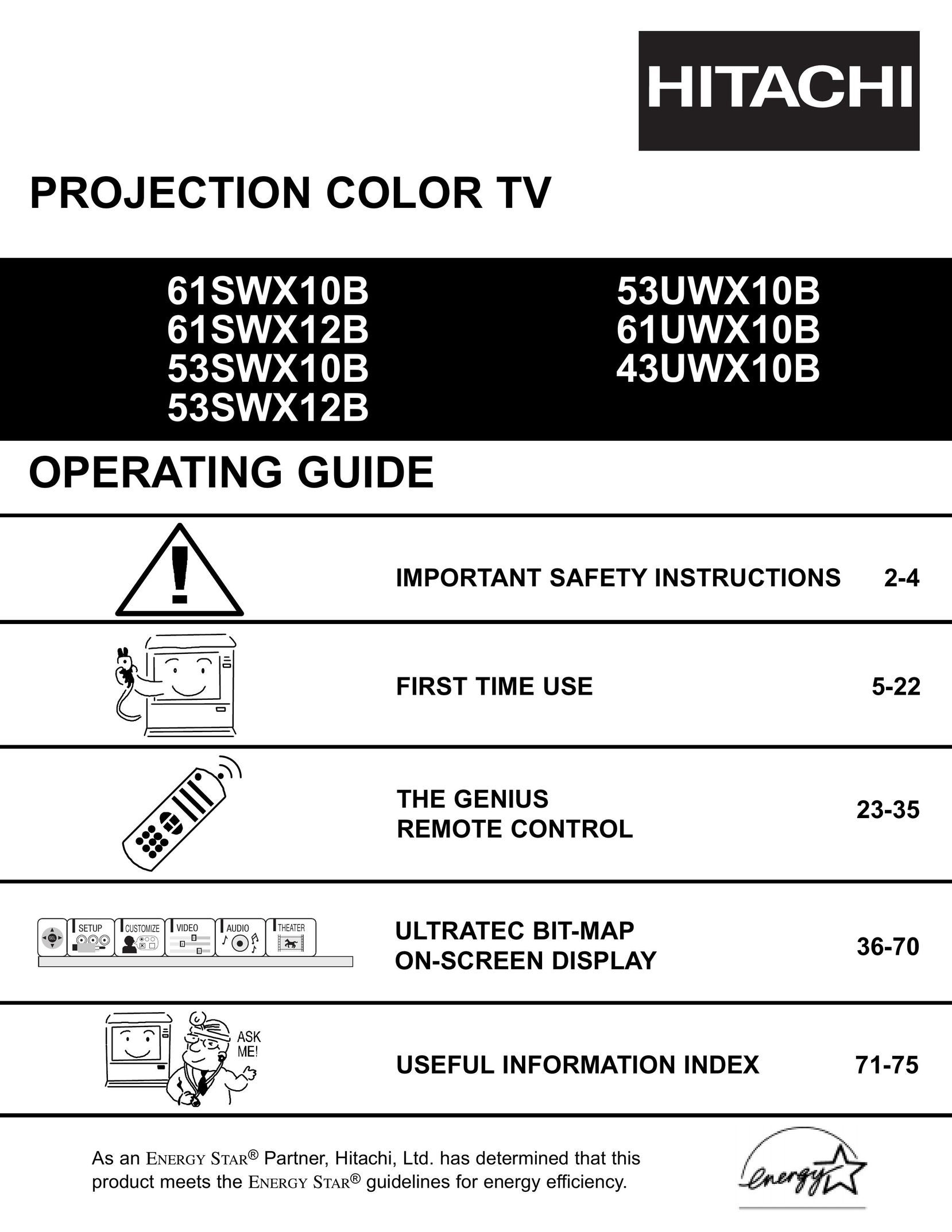 Hitachi 61UWX10B CRT Television User Manual
