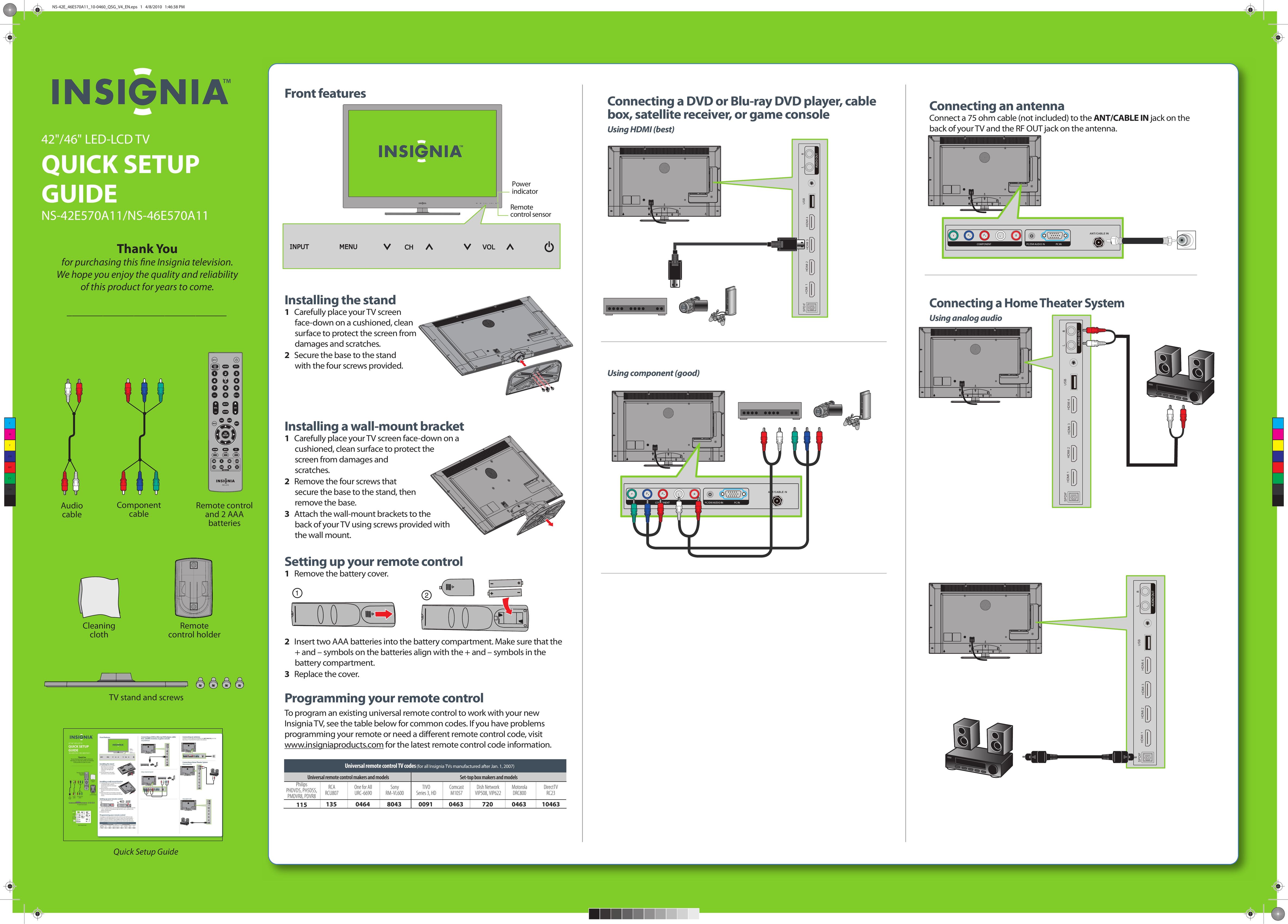 Insignia NS-42E570A11 CRT Television User Manual