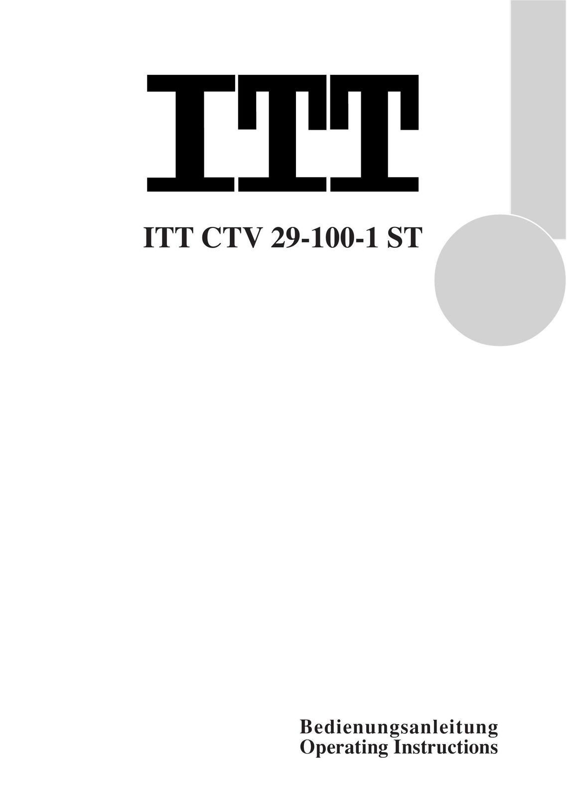 ITT 29-100-1 ST CRT Television User Manual