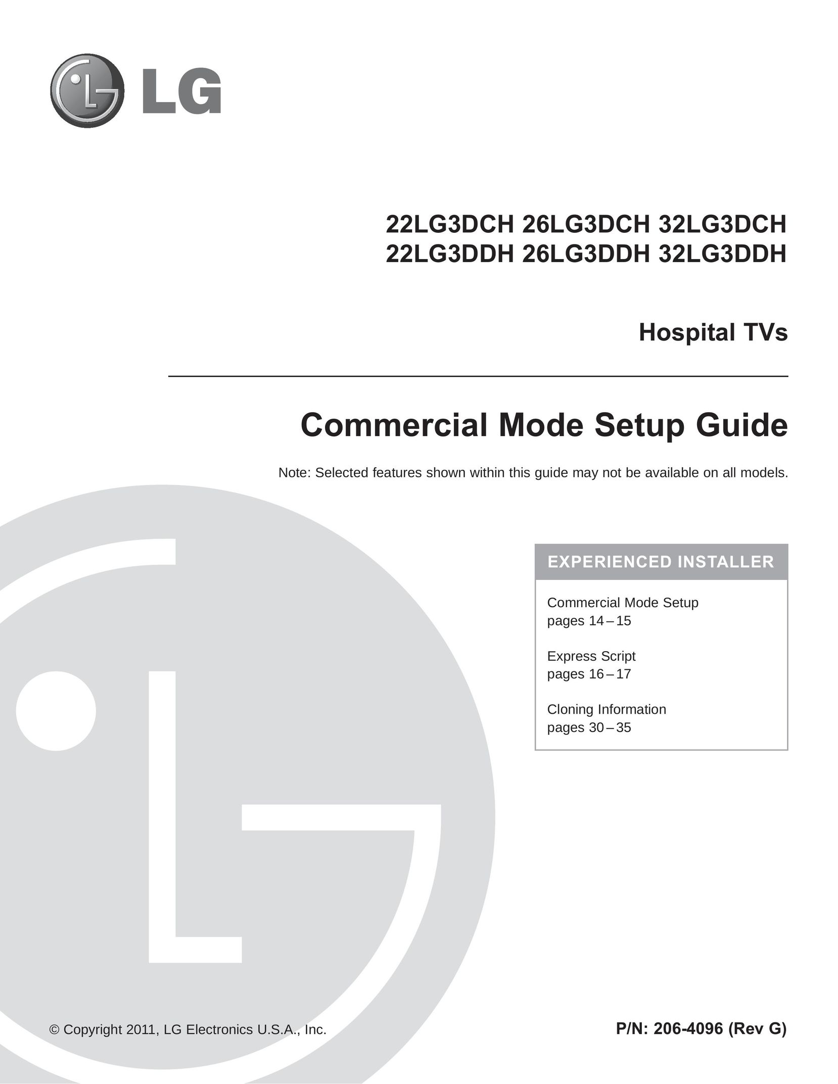 LG Electronics 22LG3DCH CRT Television User Manual