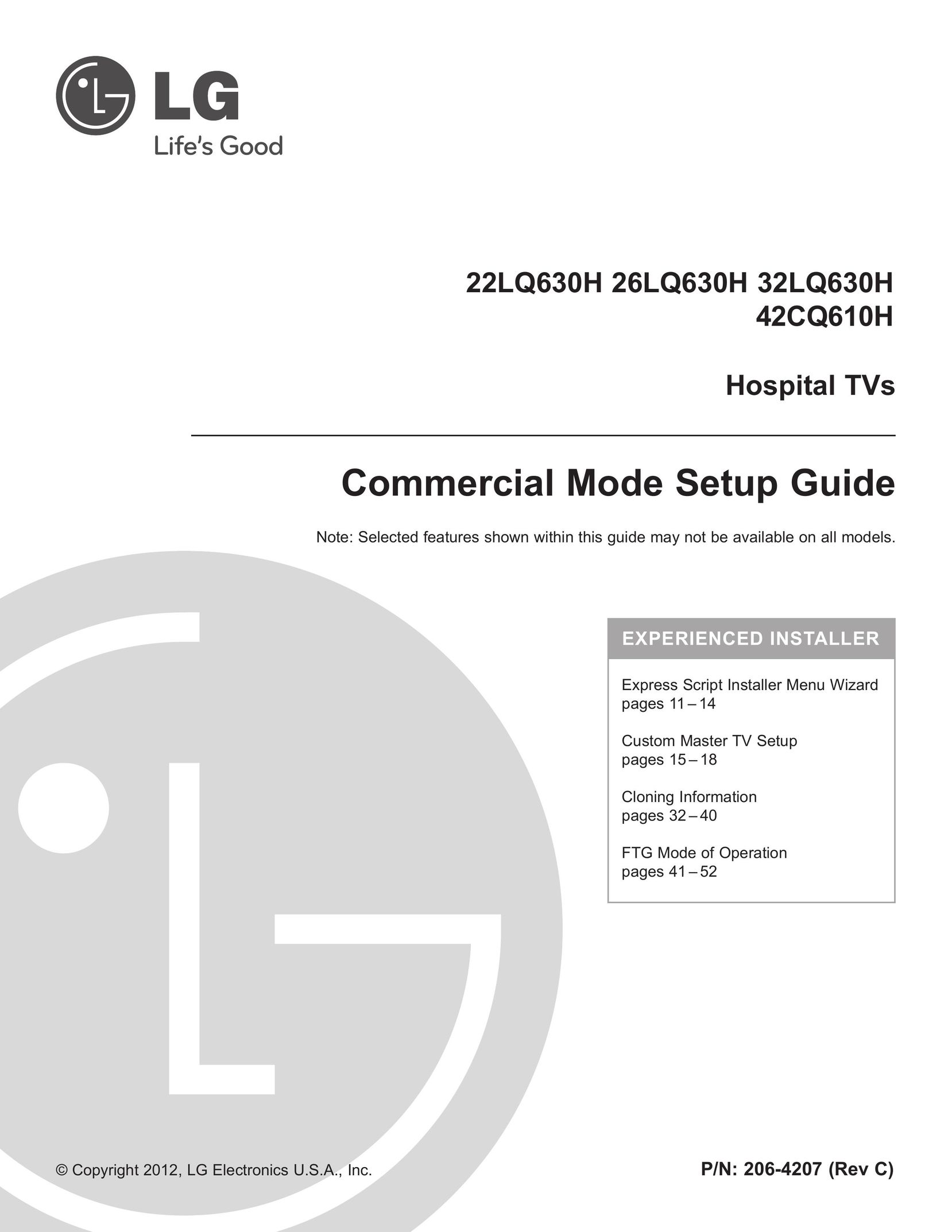 LG Electronics 22LQ630H CRT Television User Manual