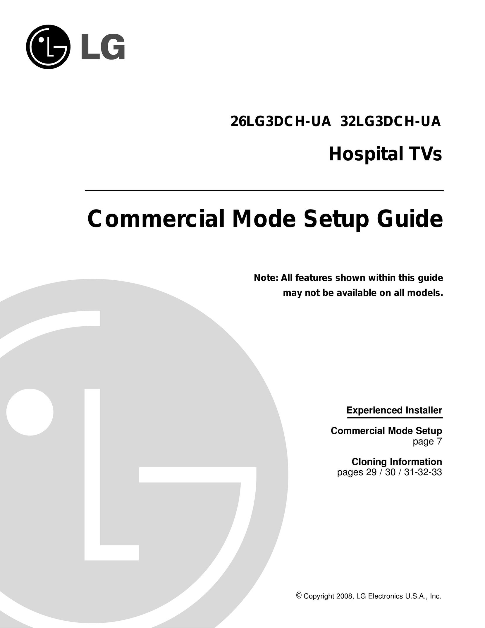 LG Electronics 26-3DCH-UA CRT Television User Manual