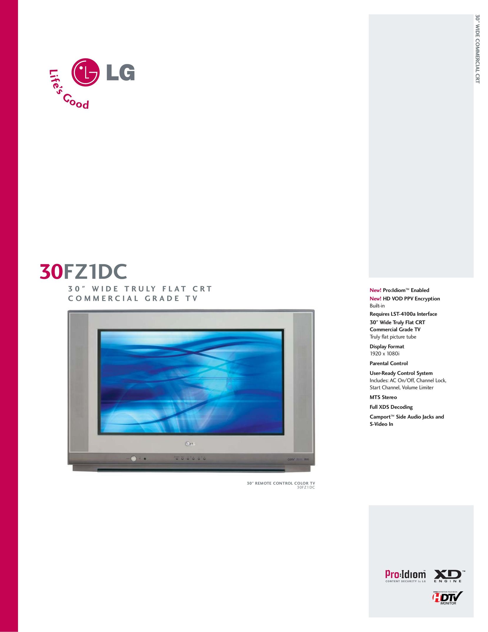 LG Electronics 30FZ1DC CRT Television User Manual