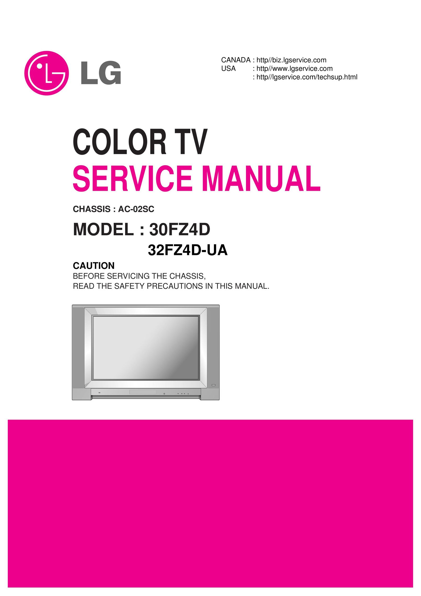 LG Electronics 32FZ4D-UA CRT Television User Manual