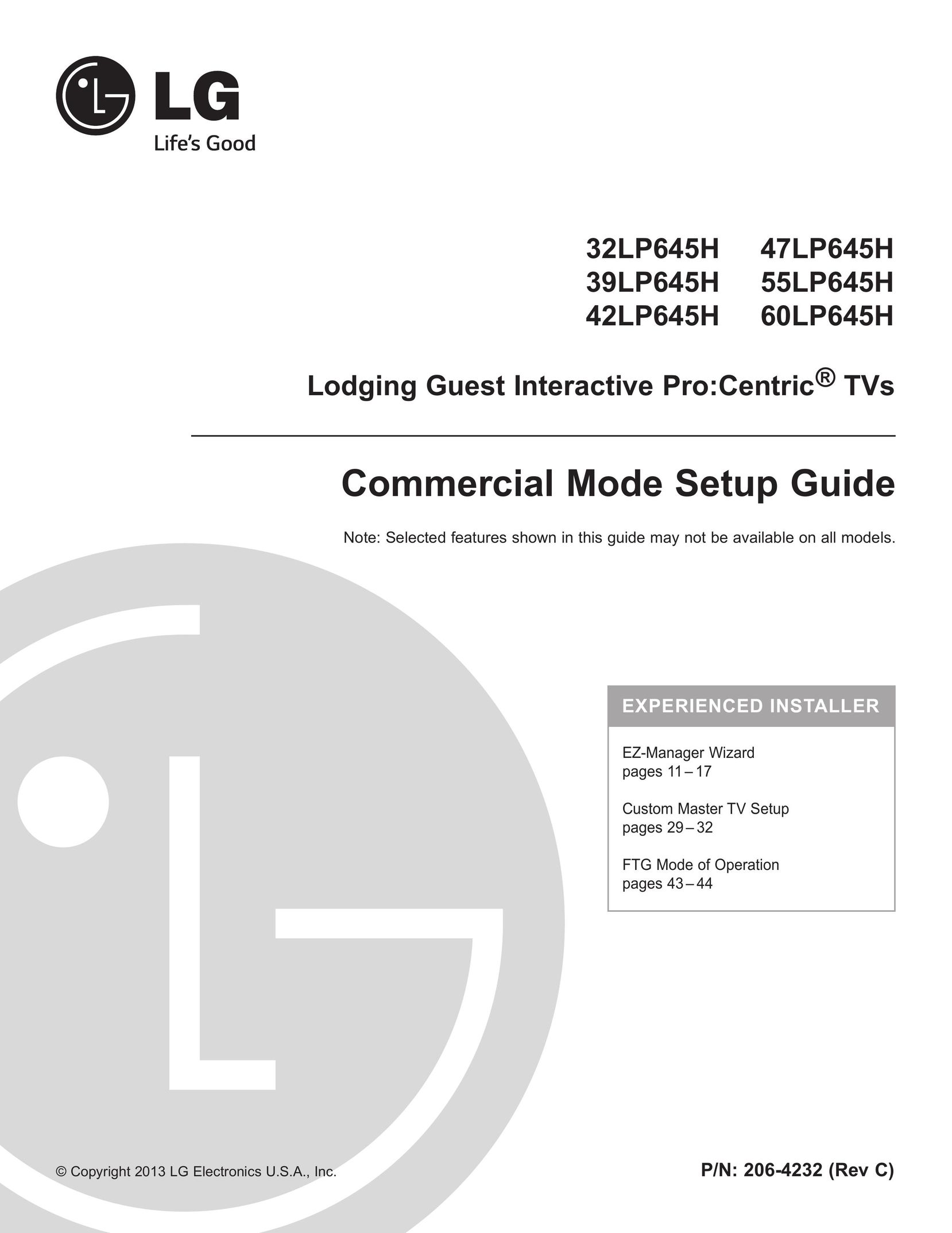 LG Electronics 39LP645H CRT Television User Manual
