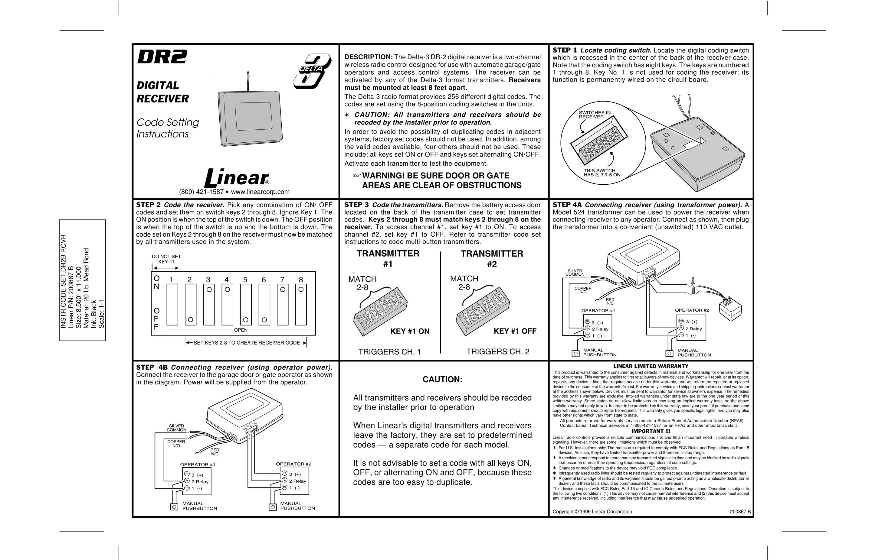 Linear DR2 CRT Television User Manual