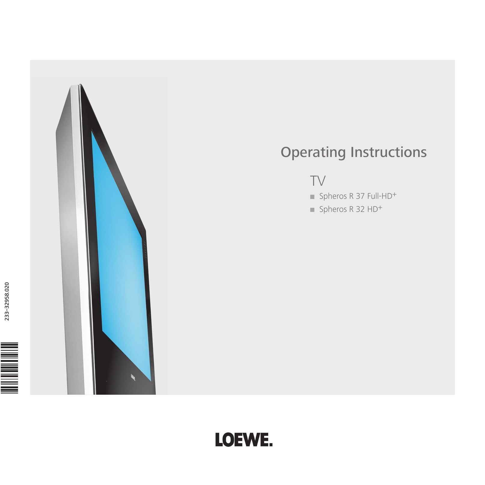 Loewe Spheros R 37Full-HD+ CRT Television User Manual