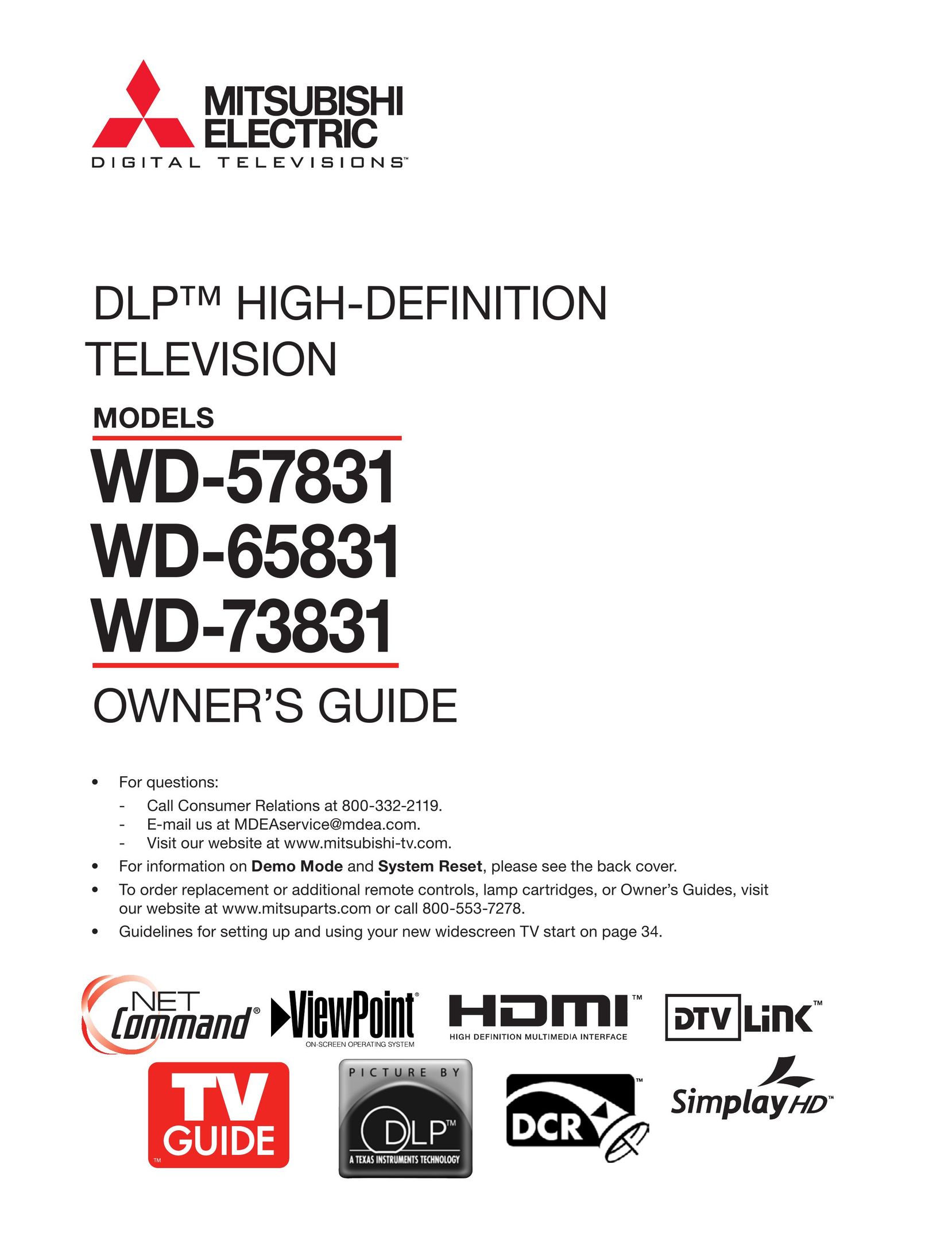 Mitsubishi Electronics WD-57831 CRT Television User Manual