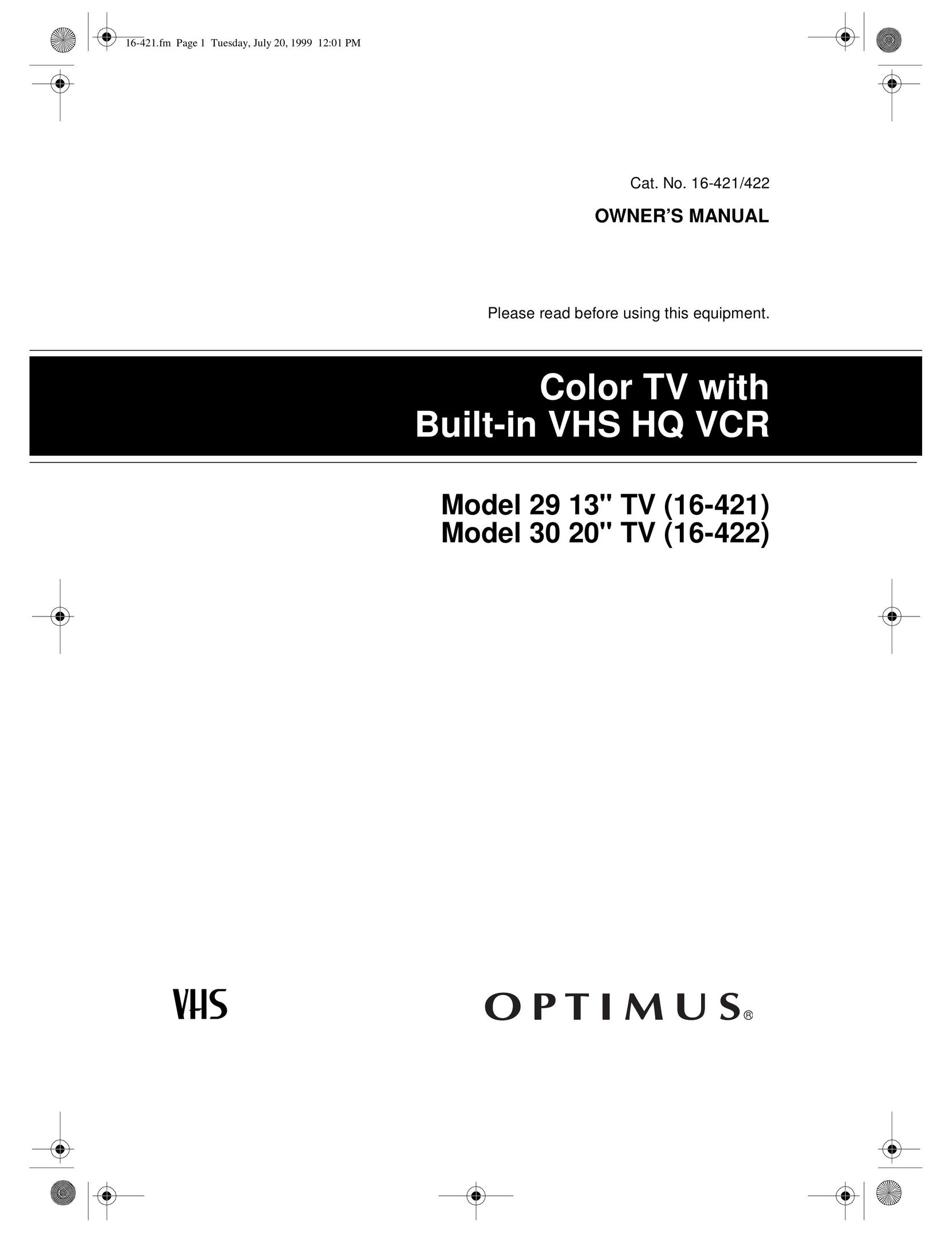 Optimus 16-421 CRT Television User Manual