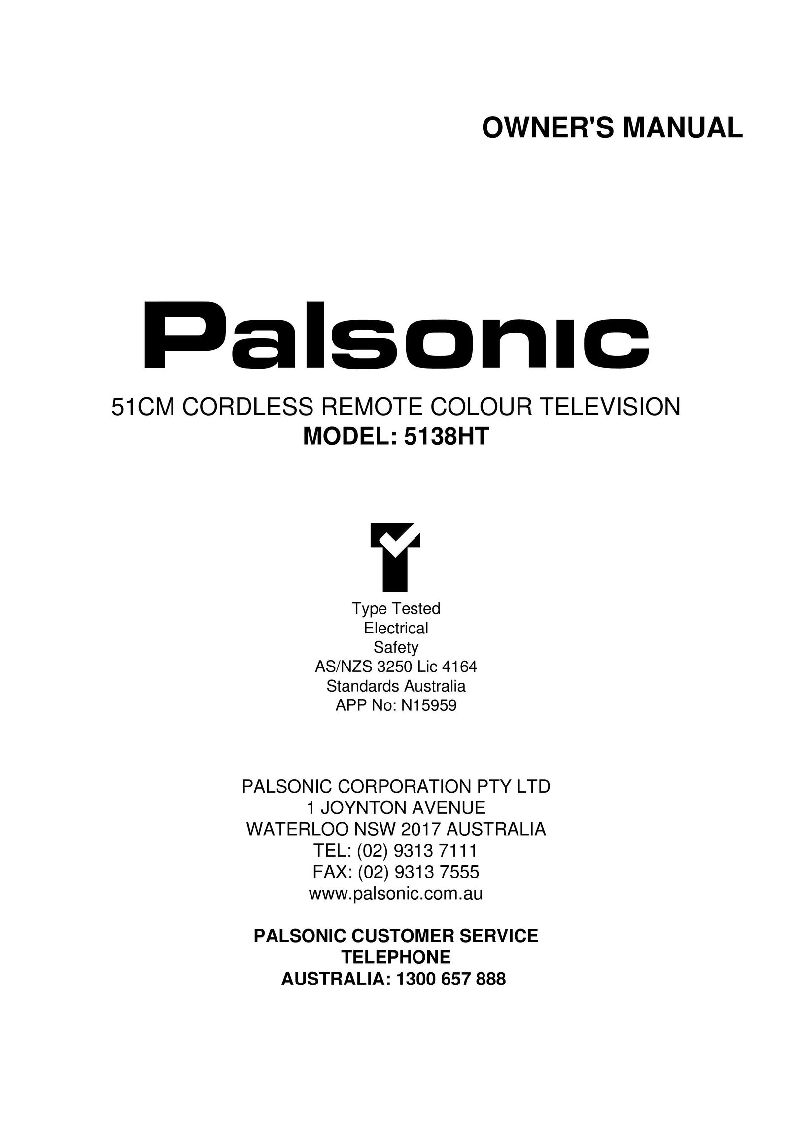 Palsonic 5138HT CRT Television User Manual