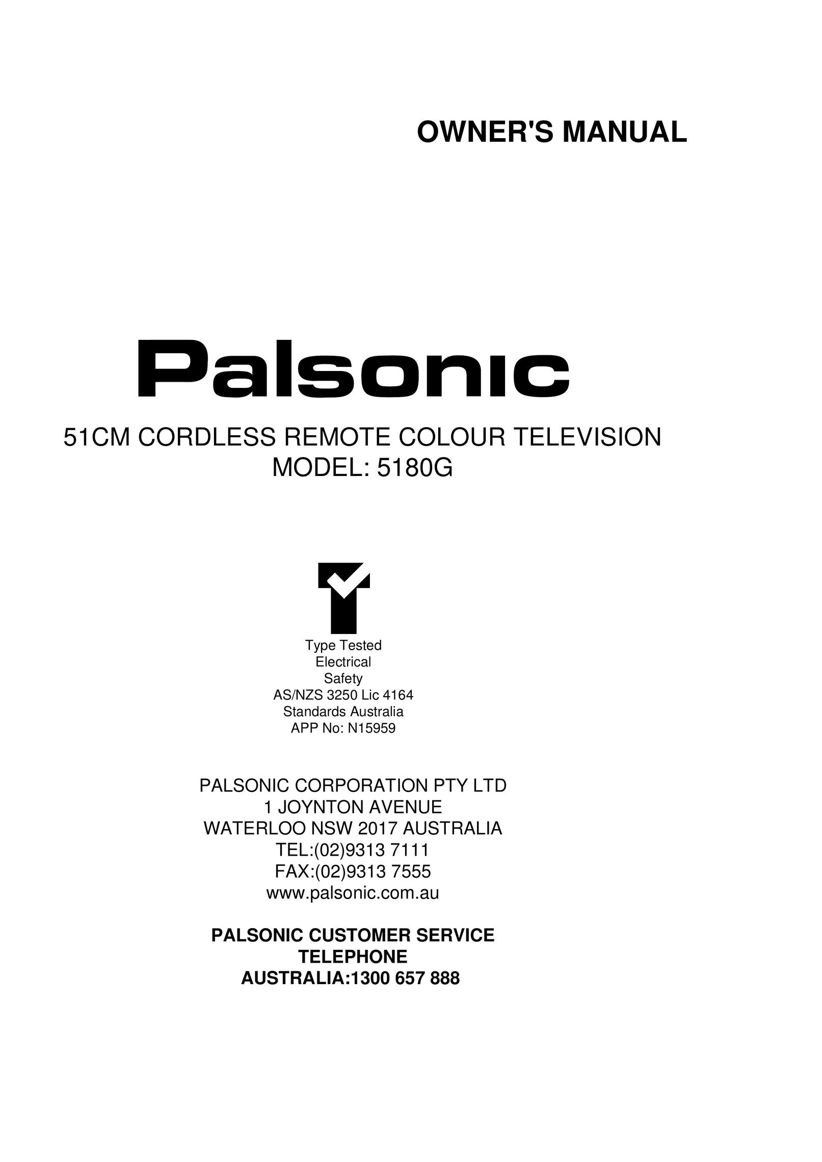 Palsonic 5180G CRT Television User Manual