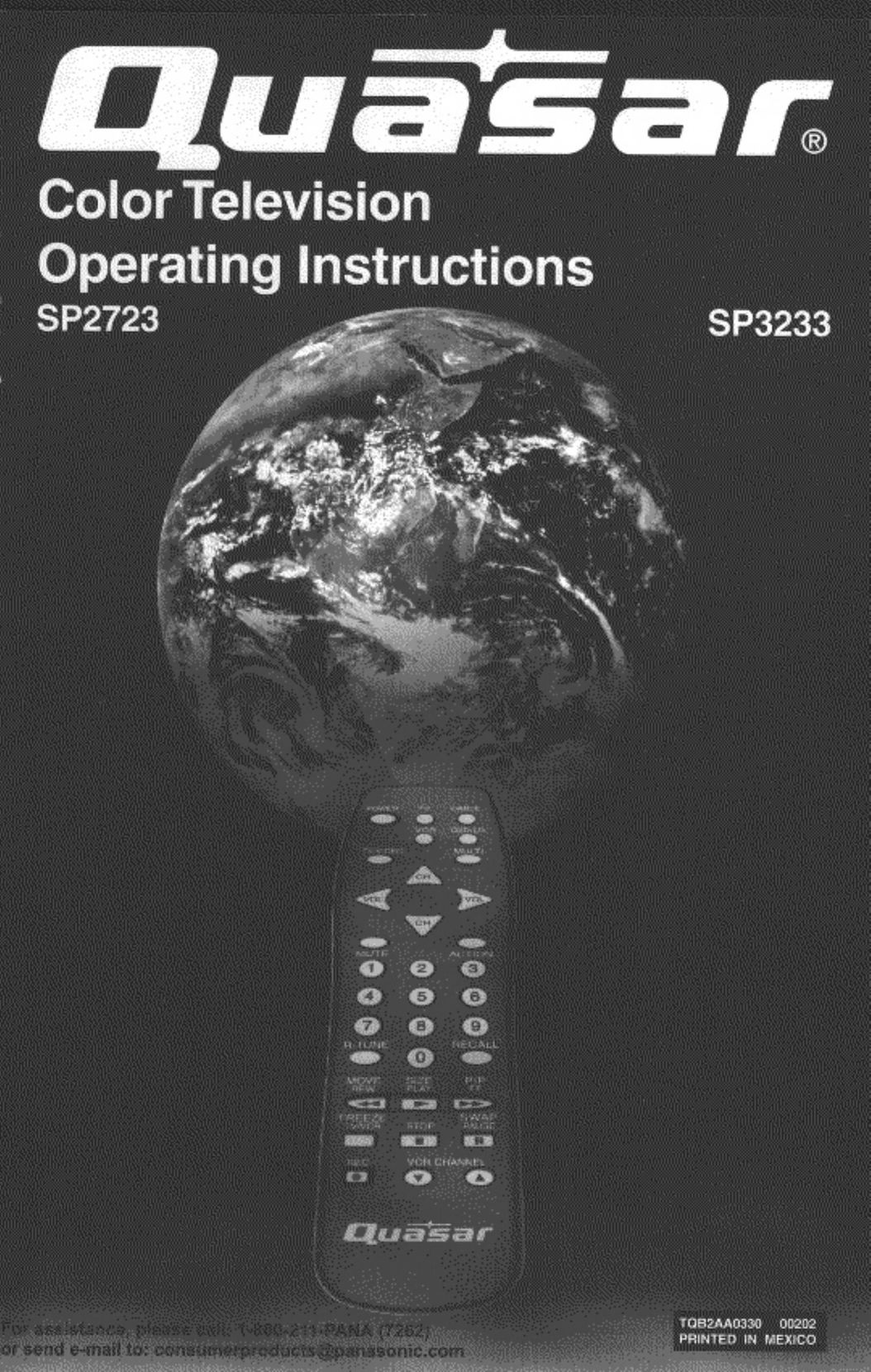 Quasar SP3233 CRT Television User Manual