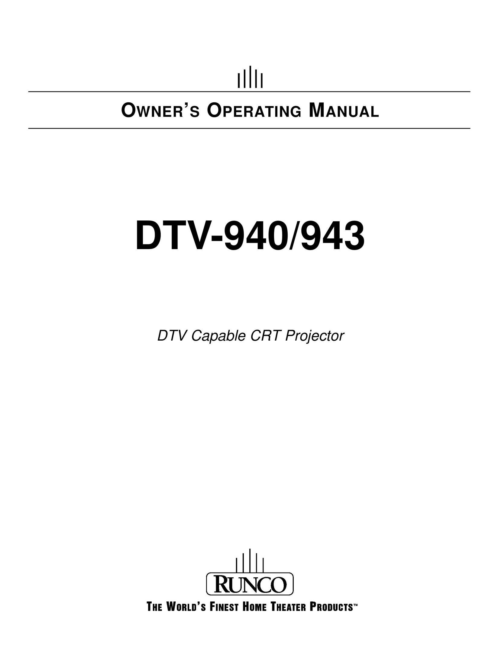 Runco DTV-940 CRT Television User Manual